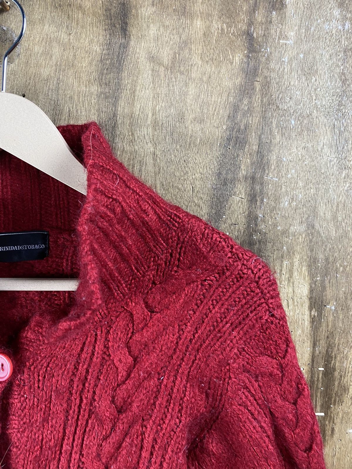 Vintage Trinidad & Tobayo red cardigan aran isle Knitwear #Z078 Size XS / US 0-2 / IT 36-38 - 3 Thumbnail