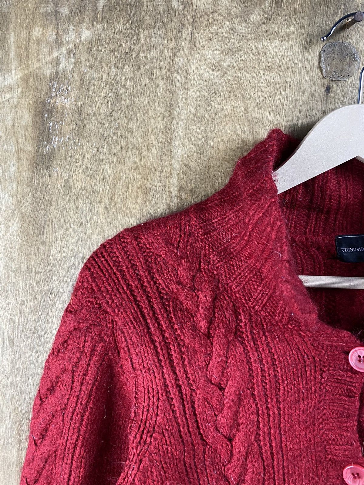 Vintage Trinidad & Tobayo red cardigan aran isle Knitwear #Z078 Size XS / US 0-2 / IT 36-38 - 4 Thumbnail