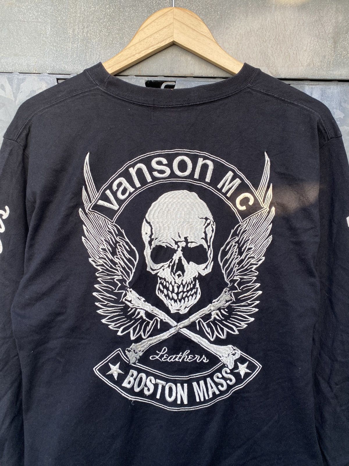 Vanson Leathers Vintage Vanson Leather Embroided Skull Logo Big Print Shirt Size US L / EU 52-54 / 3 - 9 Thumbnail
