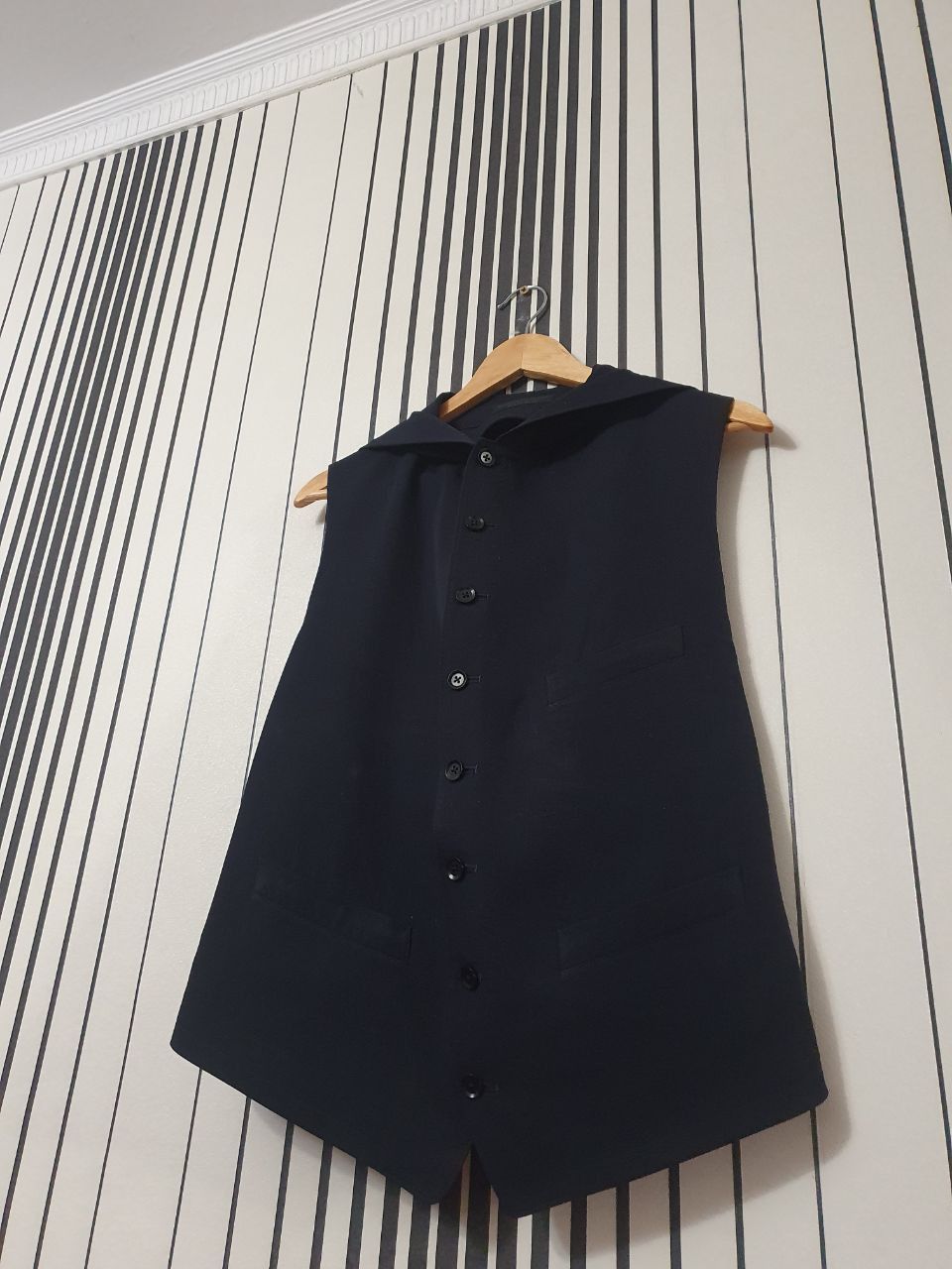 Vintage × Yohji Yamamoto Yohji Yamamoto Opium Navy Blue Sample Hooded Vest Size 48R - 6 Thumbnail
