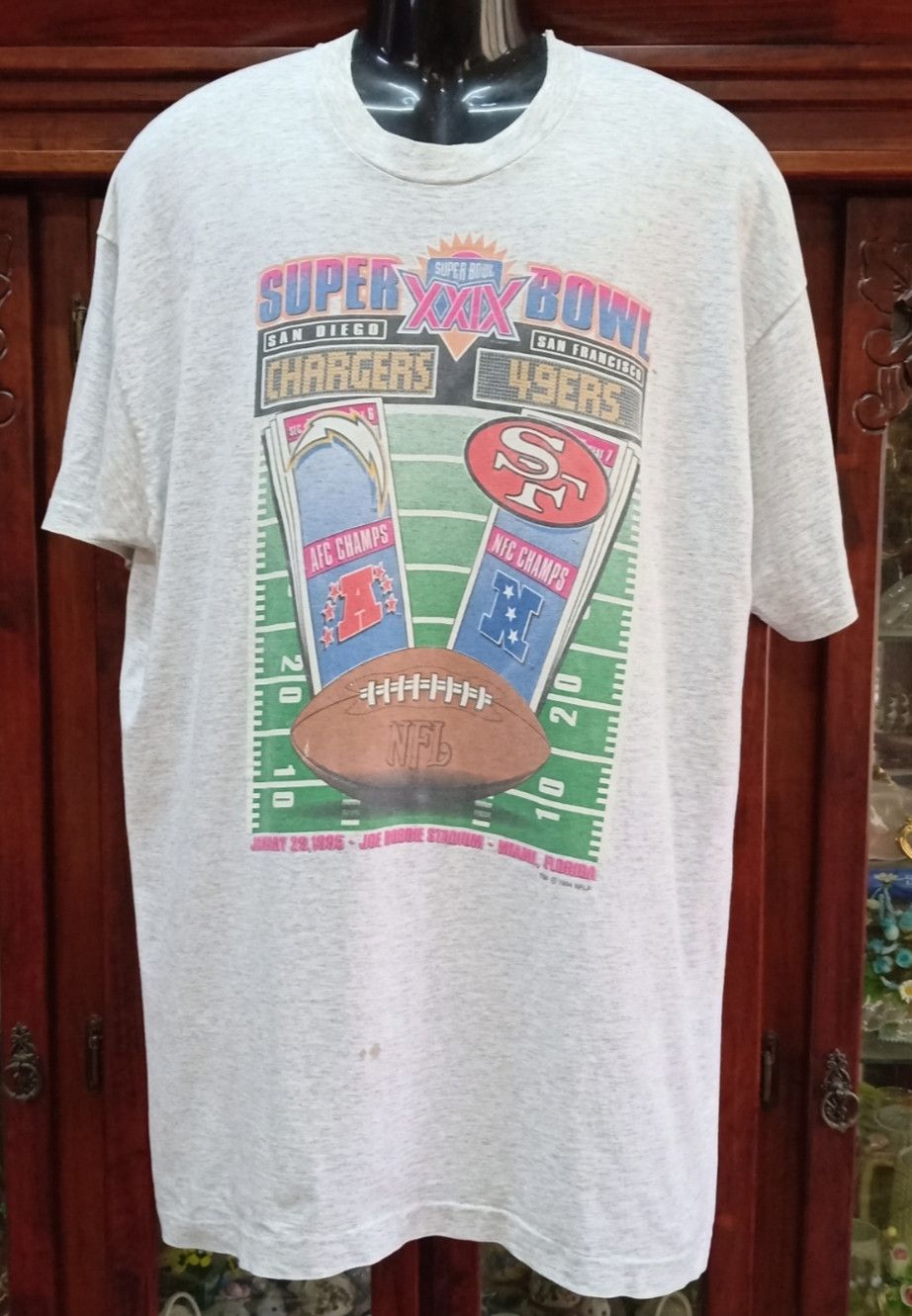 image of Nfl x Salem Vintage 90's Super Bowl Xxix Tournament T-Shirt in Light Grey, Men's (Size XL)