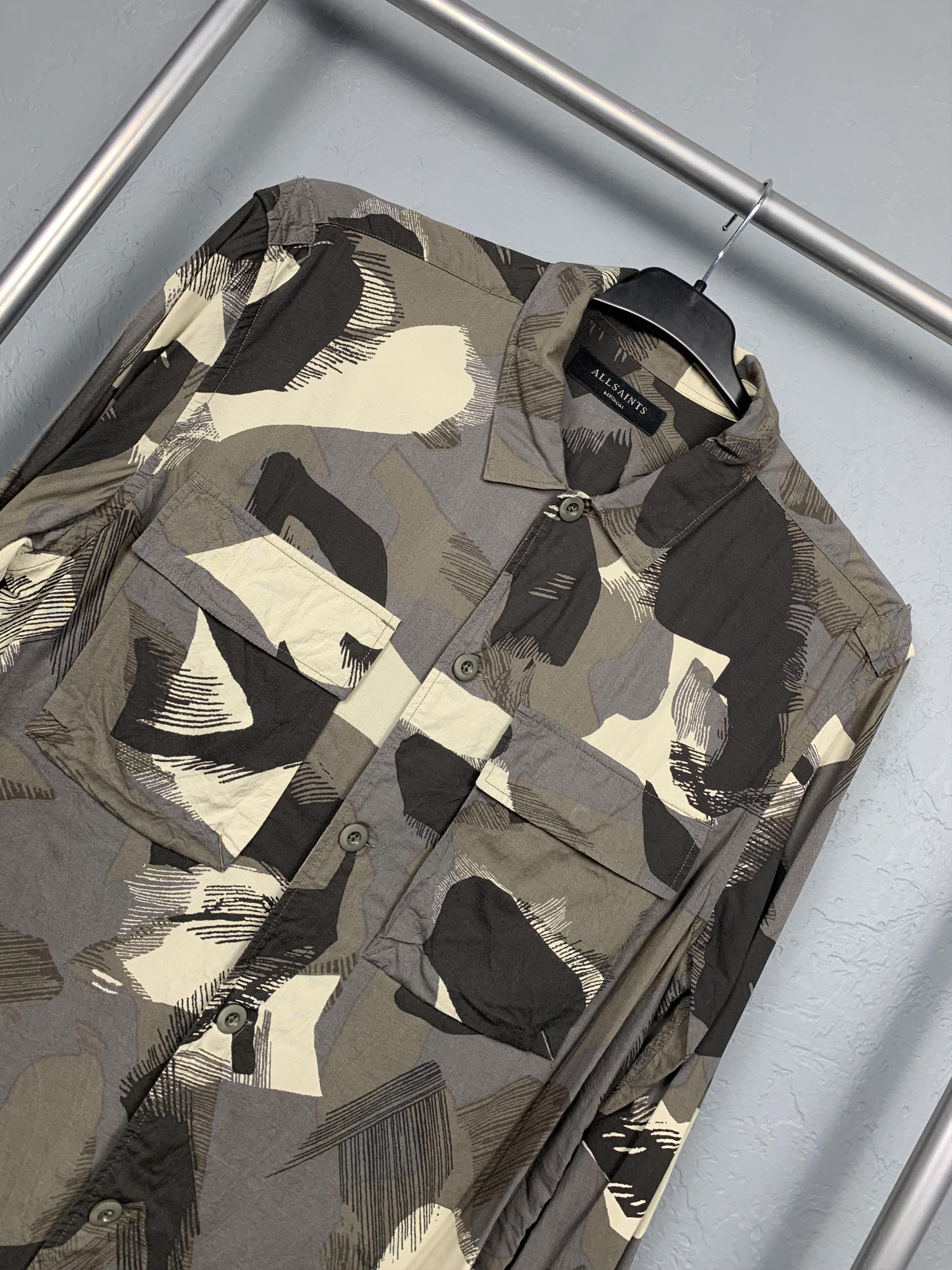 Allsaints Allsaints Mens Fatigues Camo Print Long Sleeve Shirt Size US M / EU 48-50 / 2 - 2 Thumbnail