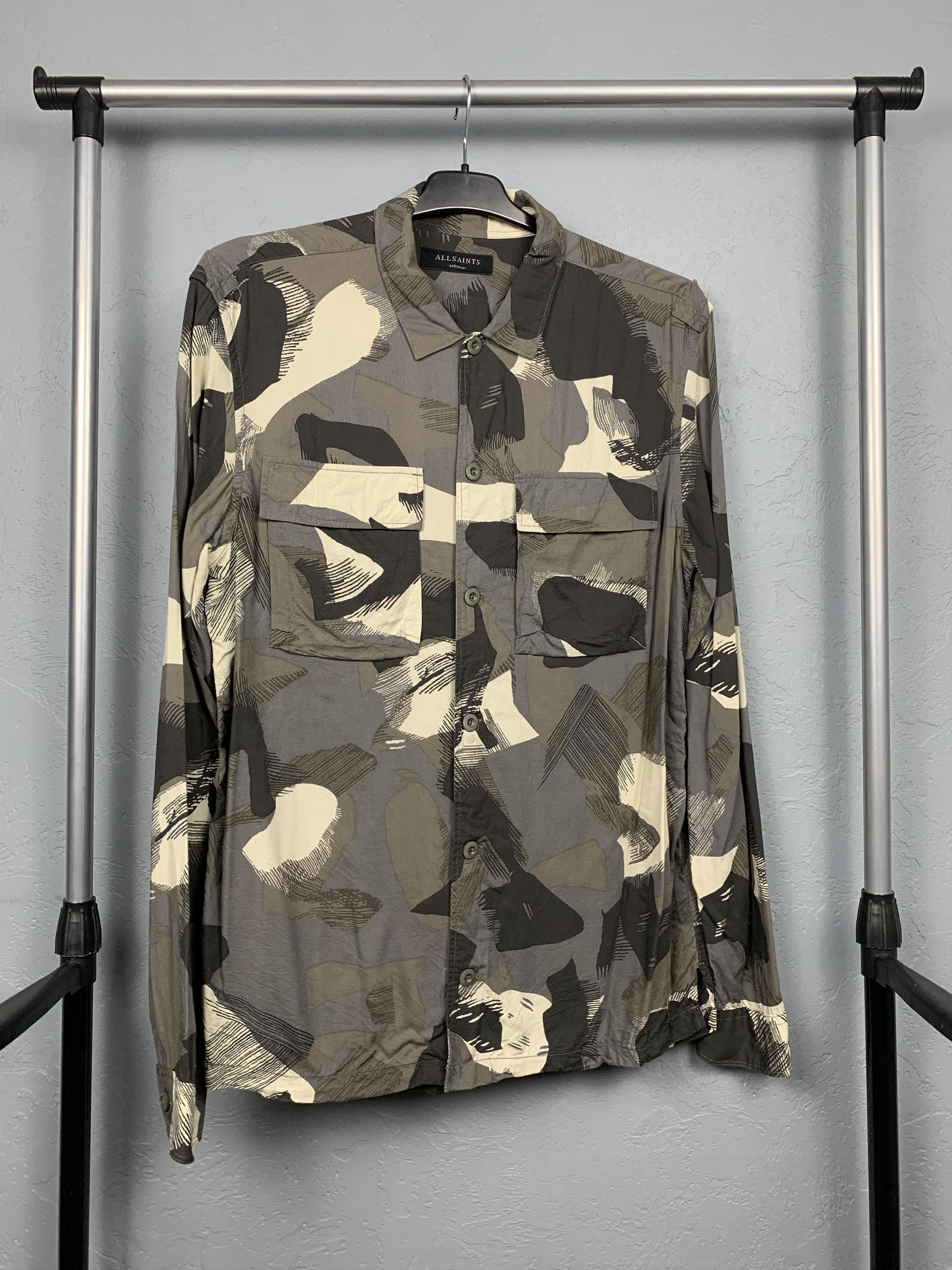 Allsaints Allsaints Mens Fatigues Camo Print Long Sleeve Shirt Size US M / EU 48-50 / 2 - 1 Thumbnail