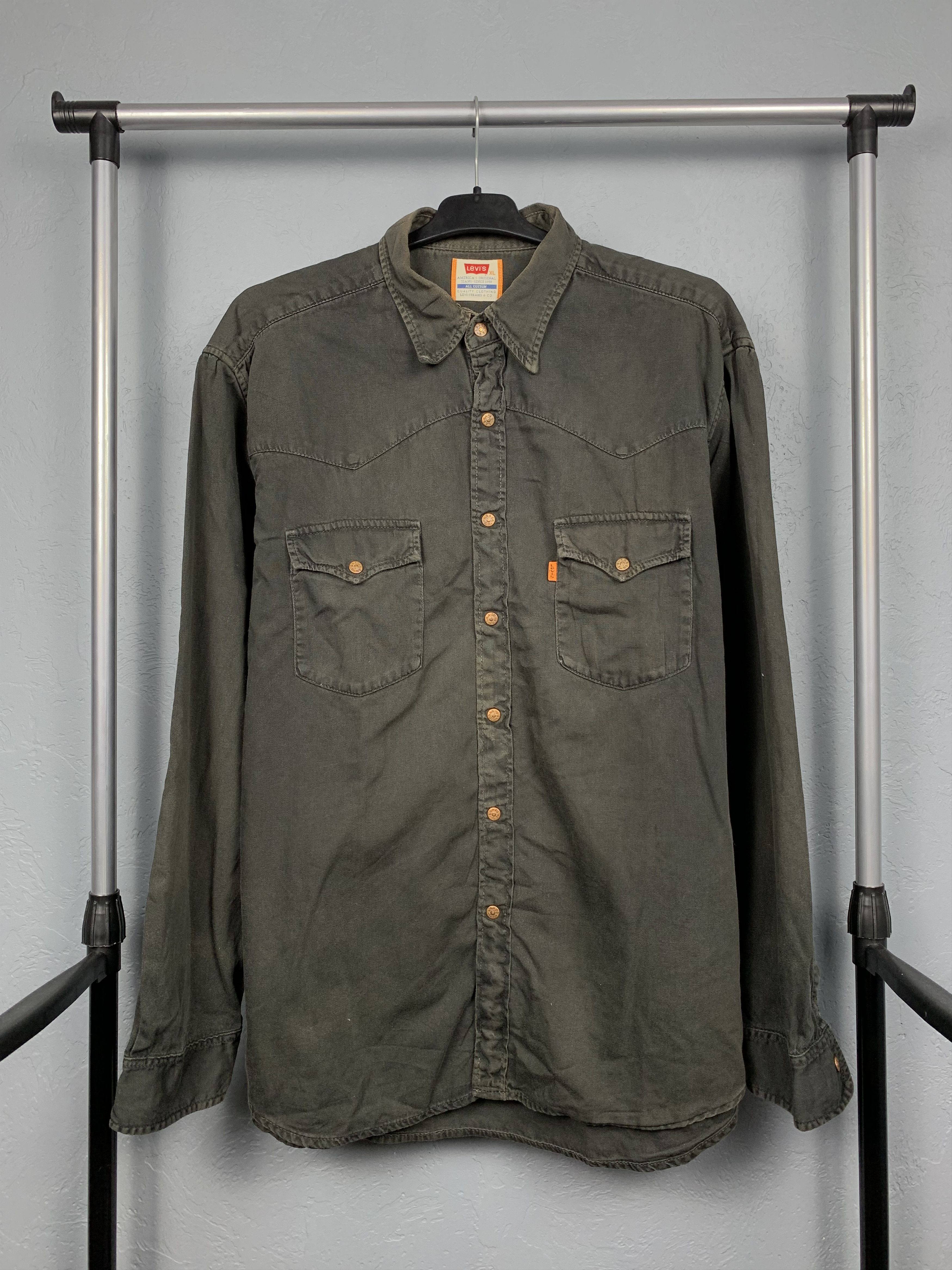 Levi's Levis 90s Vintage Sun Faded Mens Denim Shirt Orange Tab Size US XL / EU 56 / 4 - 1 Thumbnail