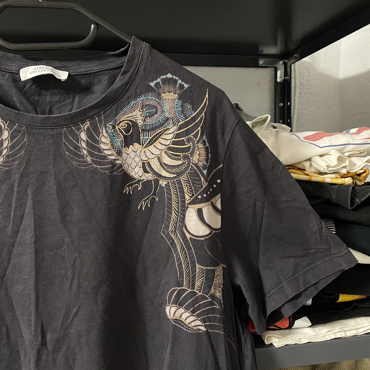 Versace VERSACE COLLECTION STONE WASHED FADED BIRDS T SHIRT Size US L / EU 52-54 / 3 - 3 Thumbnail