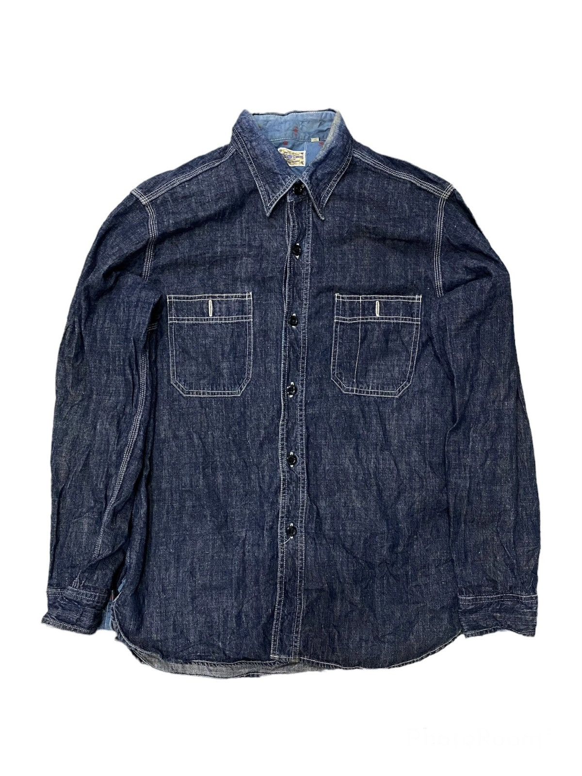 Sugar Cane Double Pocket Denim Button Up Shirt