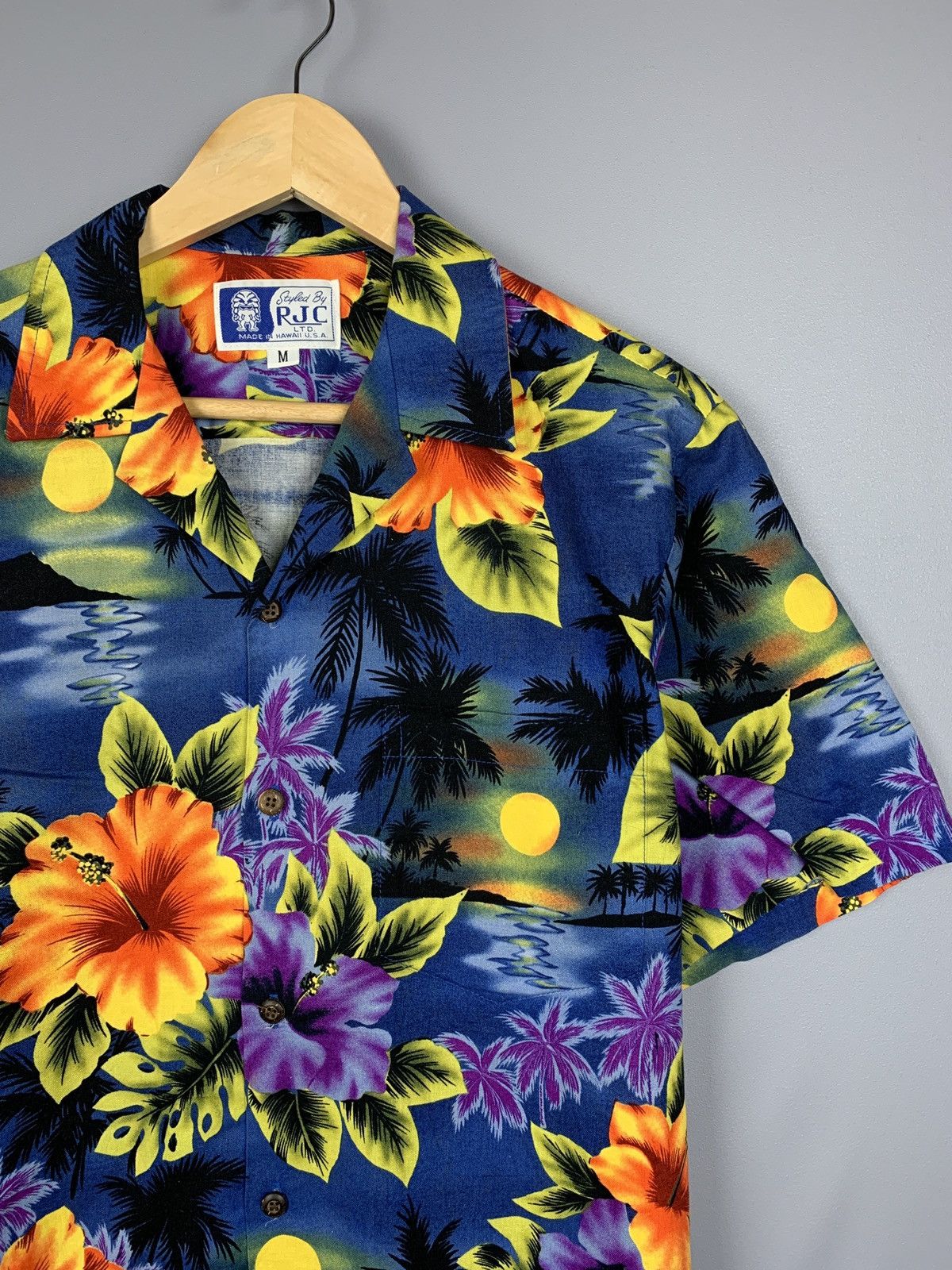 Vintage [SAVE UKRAINE] RJC Floral Hawaiian Shirt Moon Made In USA Size US M / EU 48-50 / 2 - 2 Thumbnail