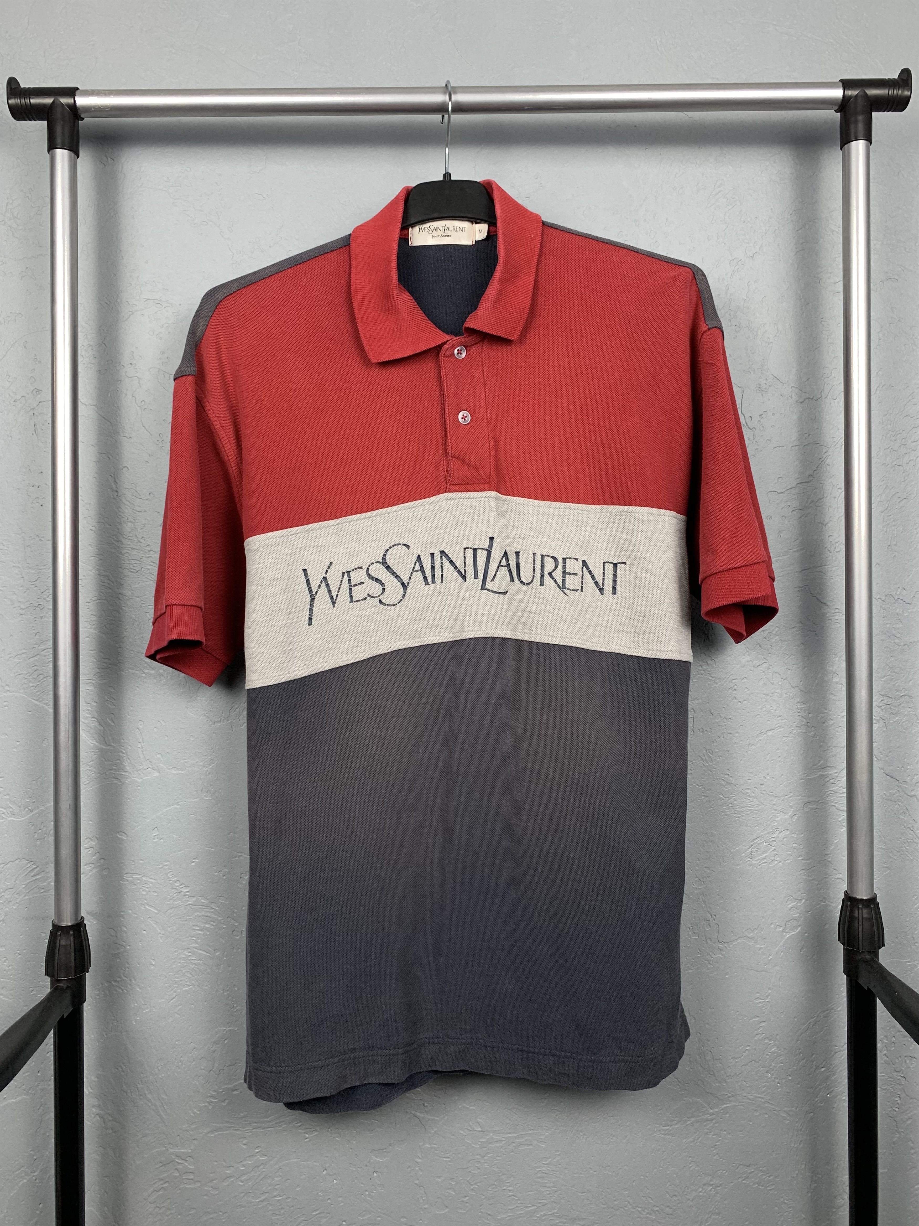 Yves Saint Laurent Yves Saint Laurent YSL Distressed Mens Polo Shirt Size US L / EU 52-54 / 3 - 1 Thumbnail