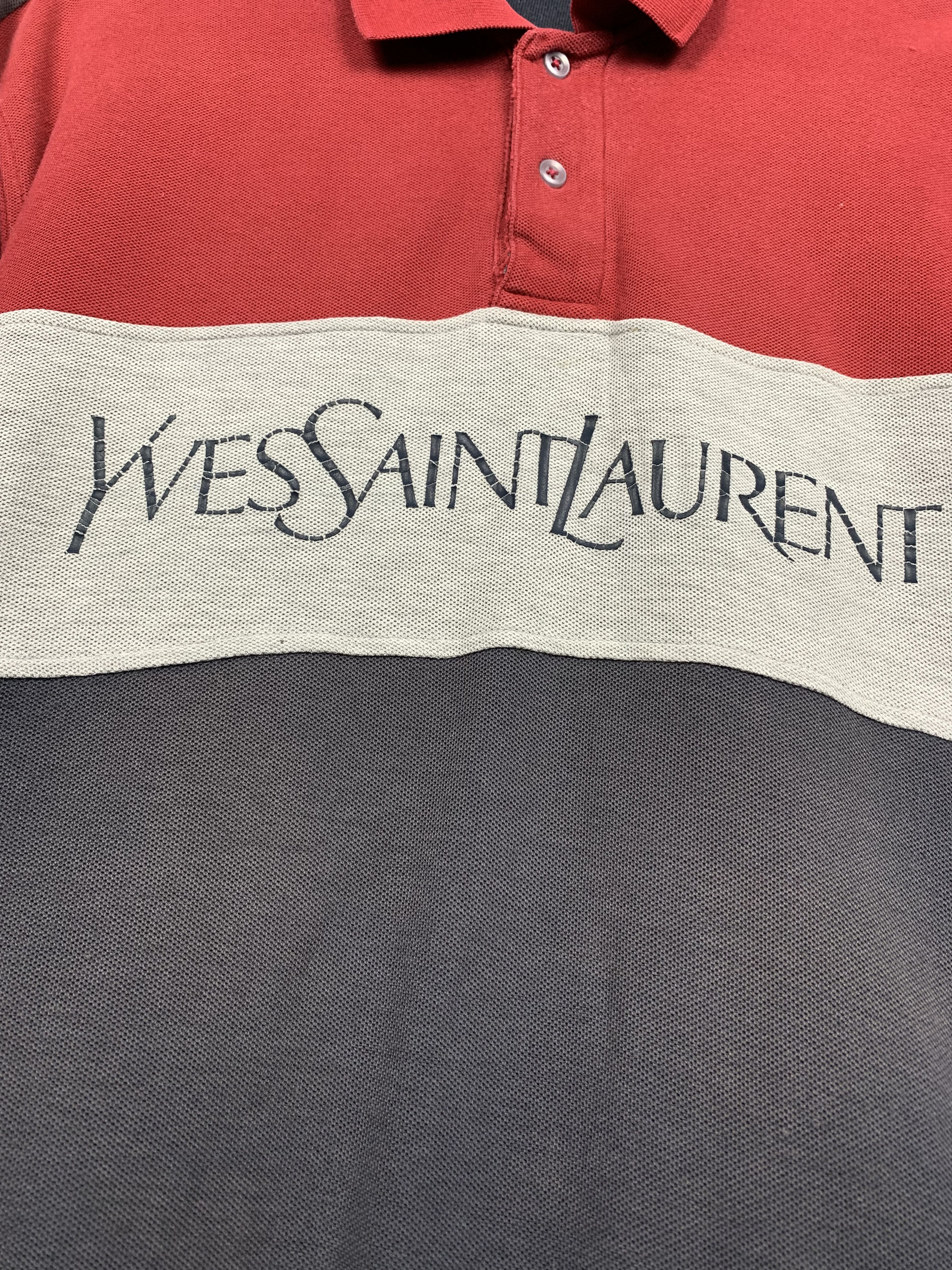 Yves Saint Laurent Yves Saint Laurent YSL Distressed Mens Polo Shirt Size US L / EU 52-54 / 3 - 3 Thumbnail