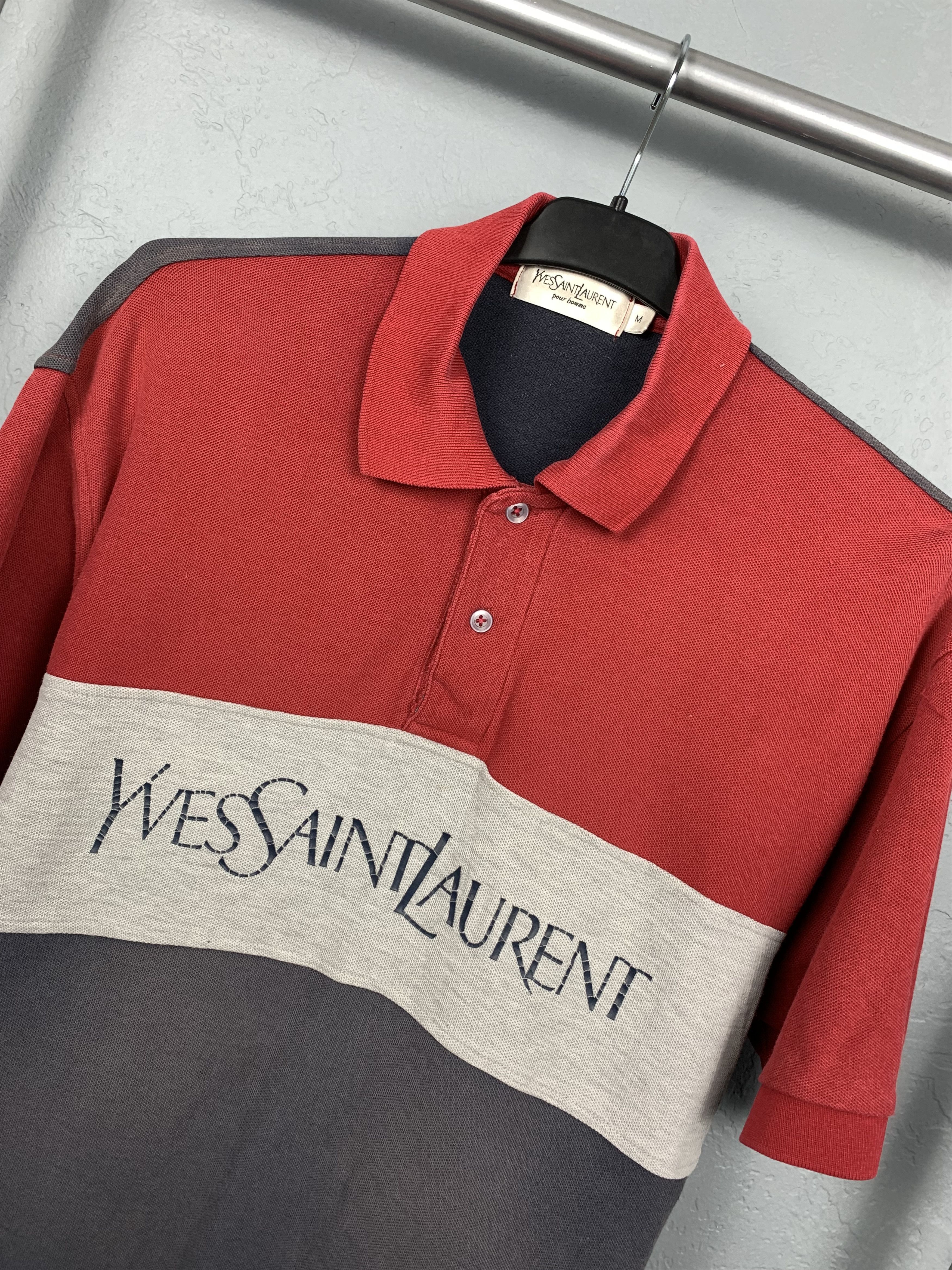 Yves Saint Laurent Yves Saint Laurent YSL Distressed Mens Polo Shirt Size US L / EU 52-54 / 3 - 2 Thumbnail
