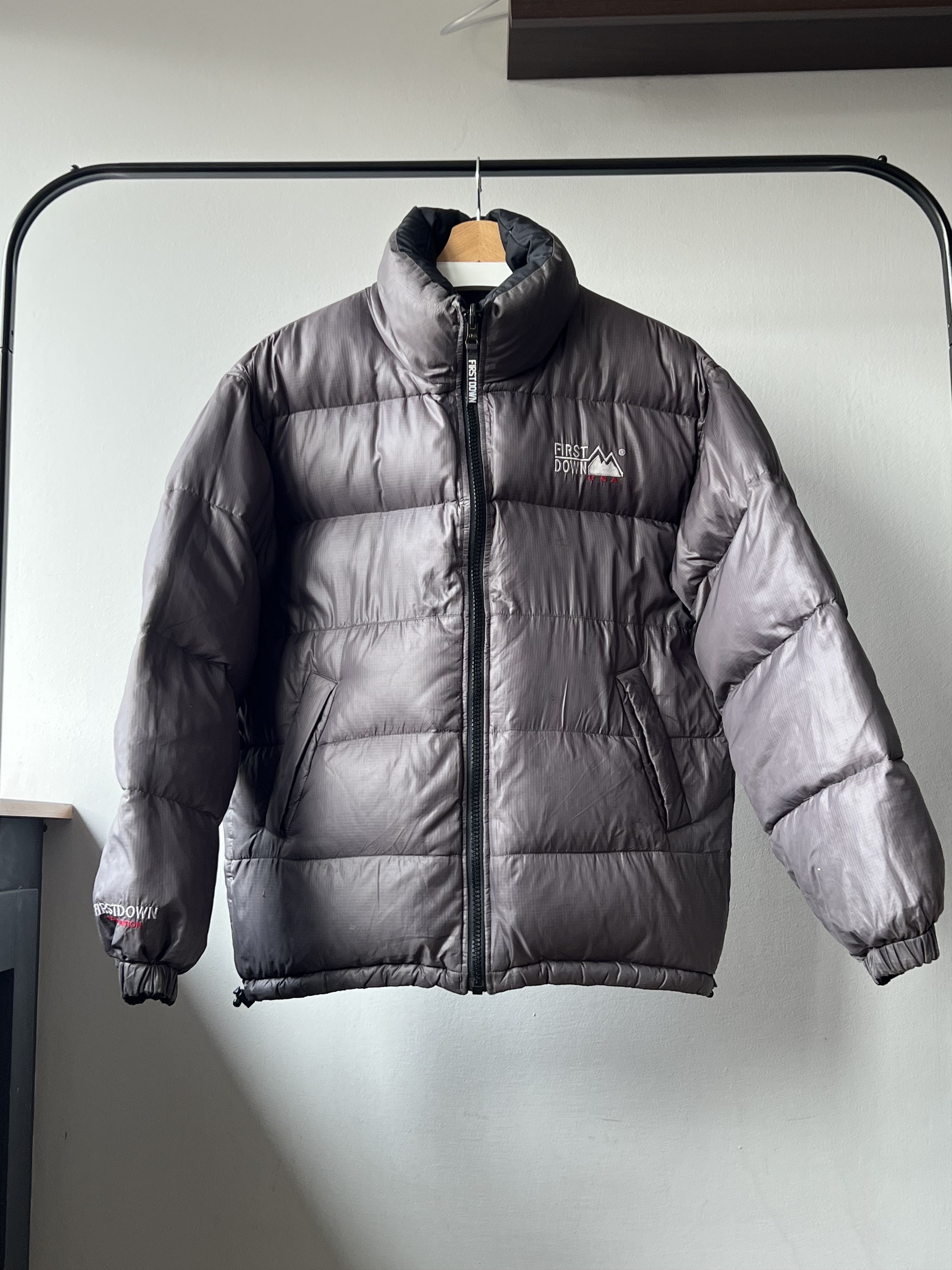 Vintage First Down Puffer Reversible Jacket Winter - Outerwear
