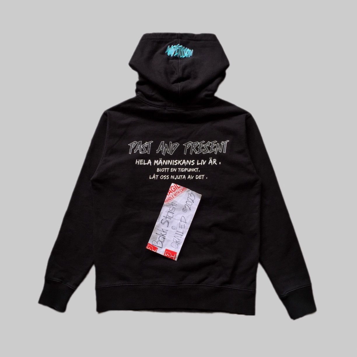 Andersson Bell UNISEX INSIDE OUT CONTRAST PANEL HOODIE BLACK