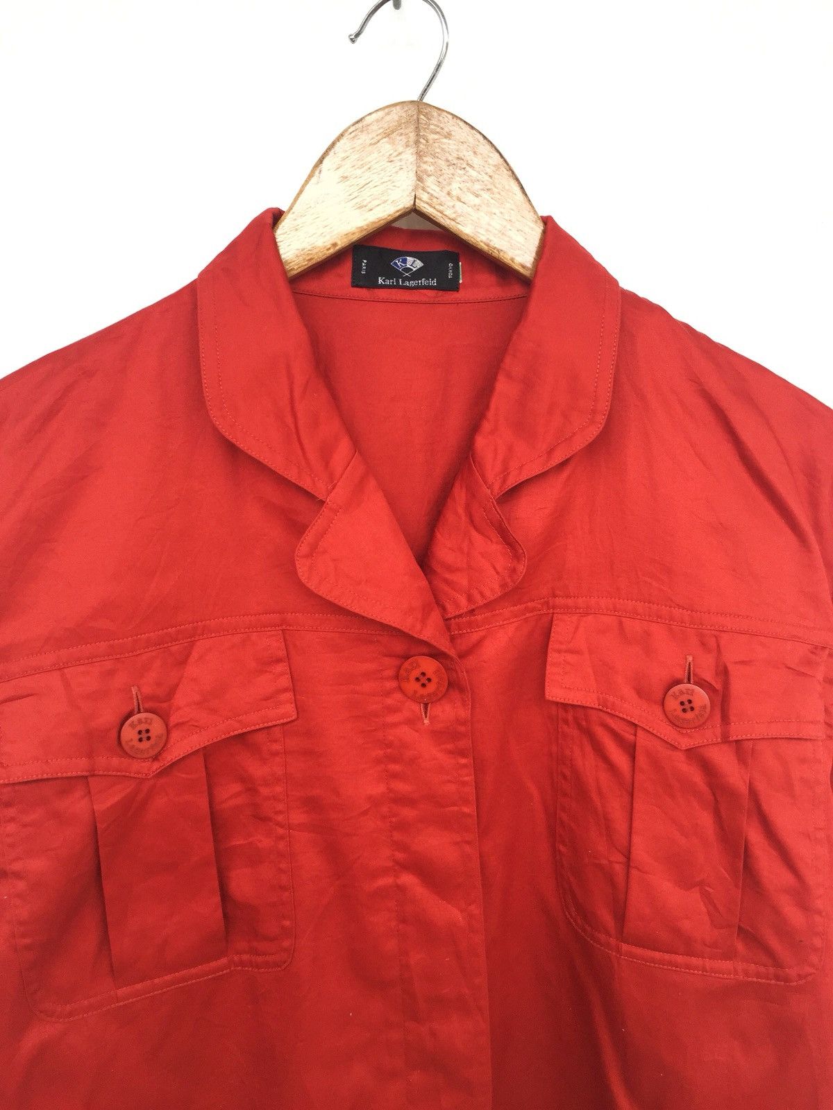 Karl Lagerfeld Red Double Pocket Button Up Shirt Size US S / EU 44-46 / 1 - 1 Thumbnail