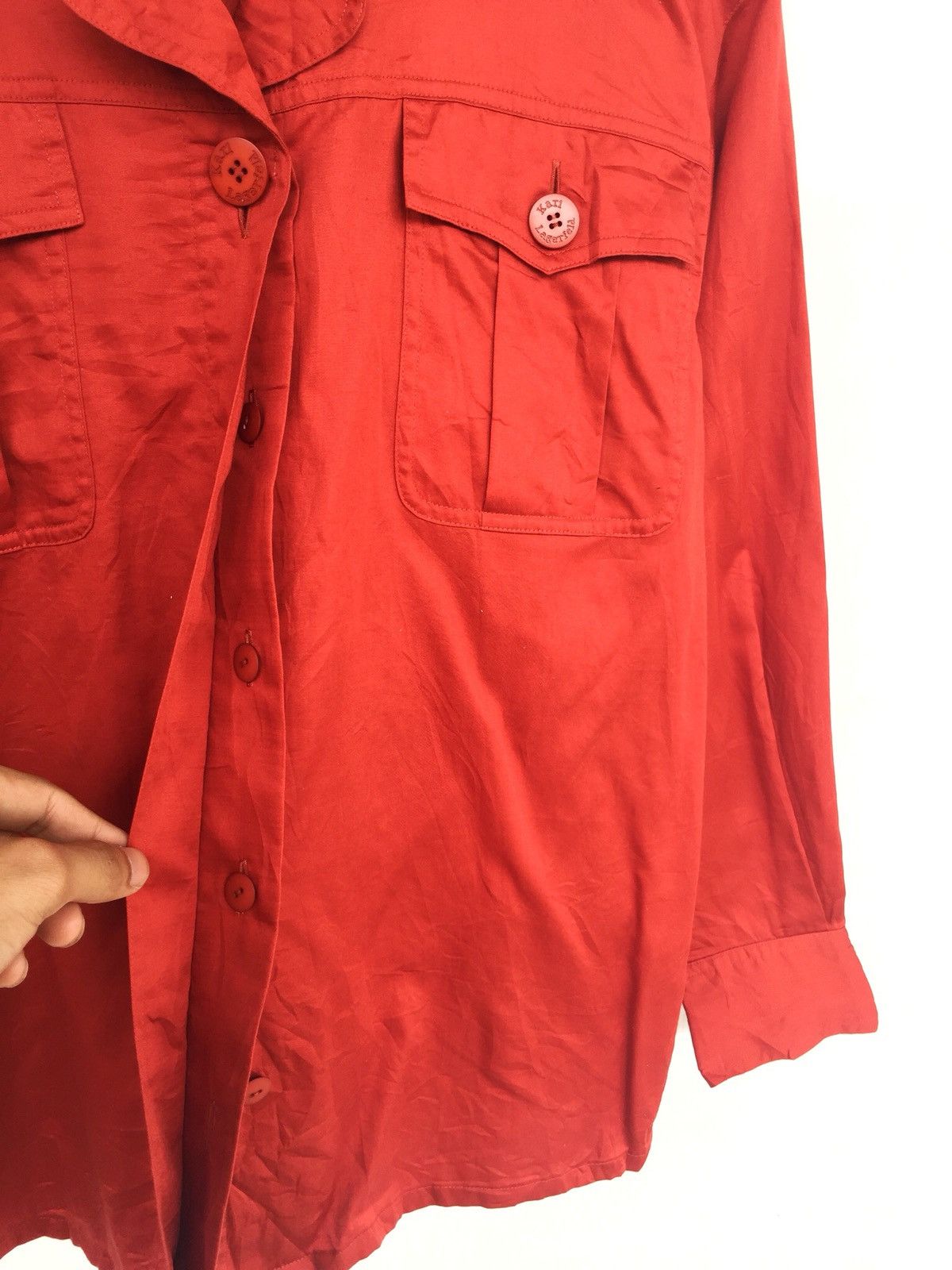 Karl Lagerfeld Red Double Pocket Button Up Shirt Size US S / EU 44-46 / 1 - 4 Thumbnail