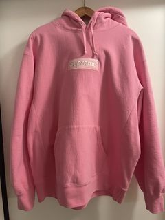 Supreme pink hoodie box logo on sale