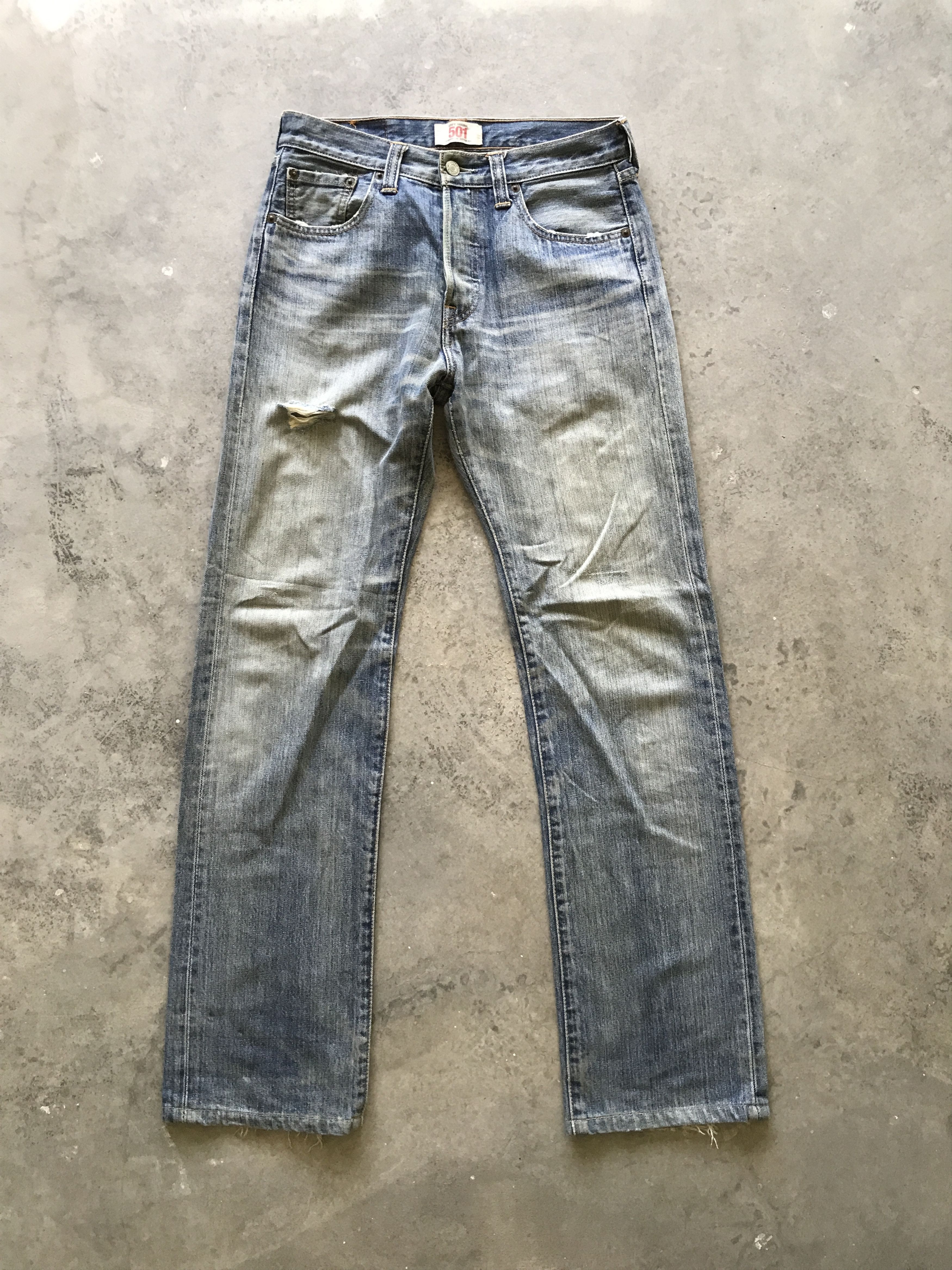 Levi's VLEV61-Levis 501 Light Distressed Nirvana Style Jeans Size US 29 - 1 Thumbnail