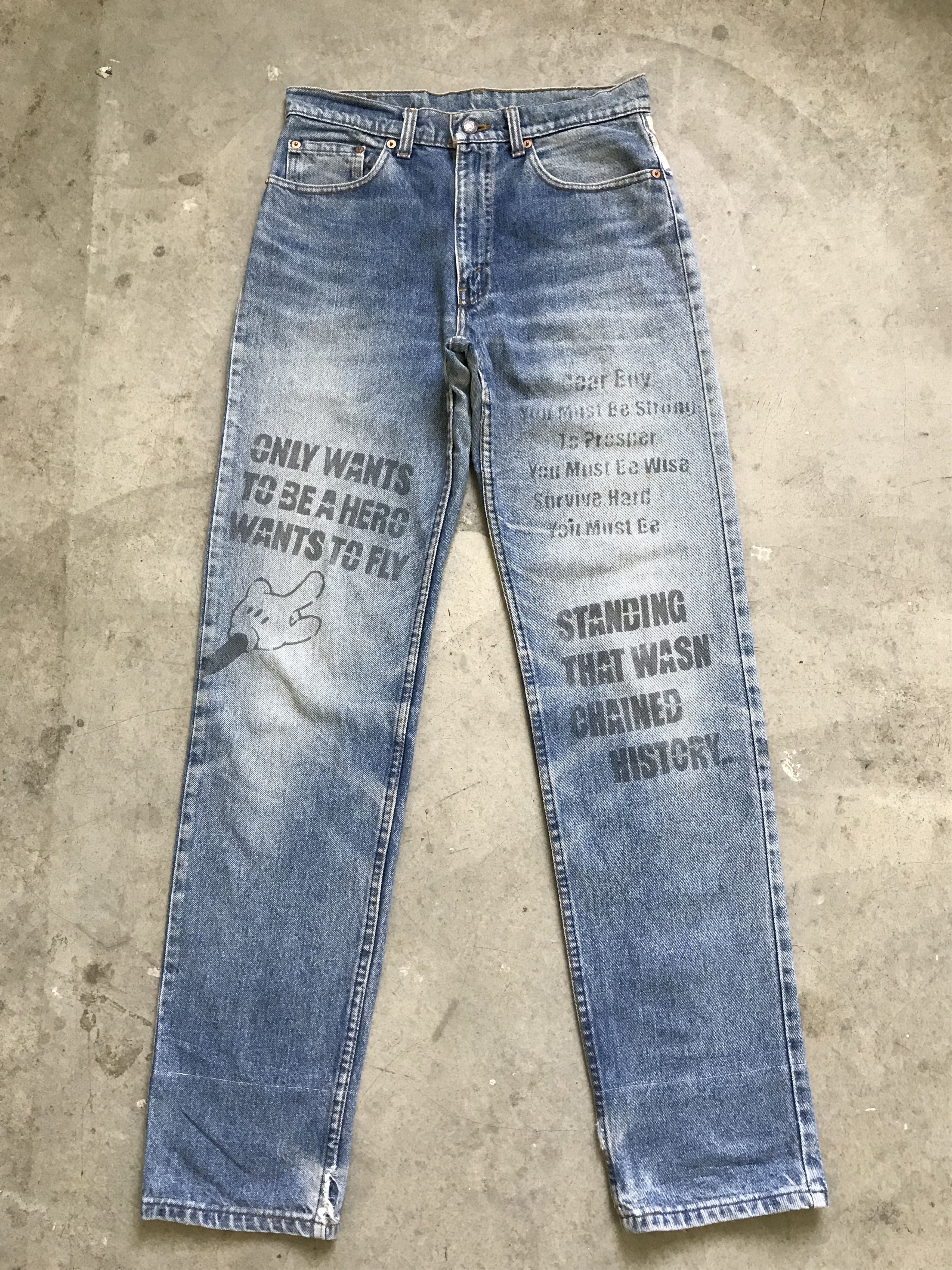 Levi's × Mickey Mouse VLEV11 - Vintage 80s Levis x Mickey Mouse Rebuild Denim Size US 31 - 1 Thumbnail