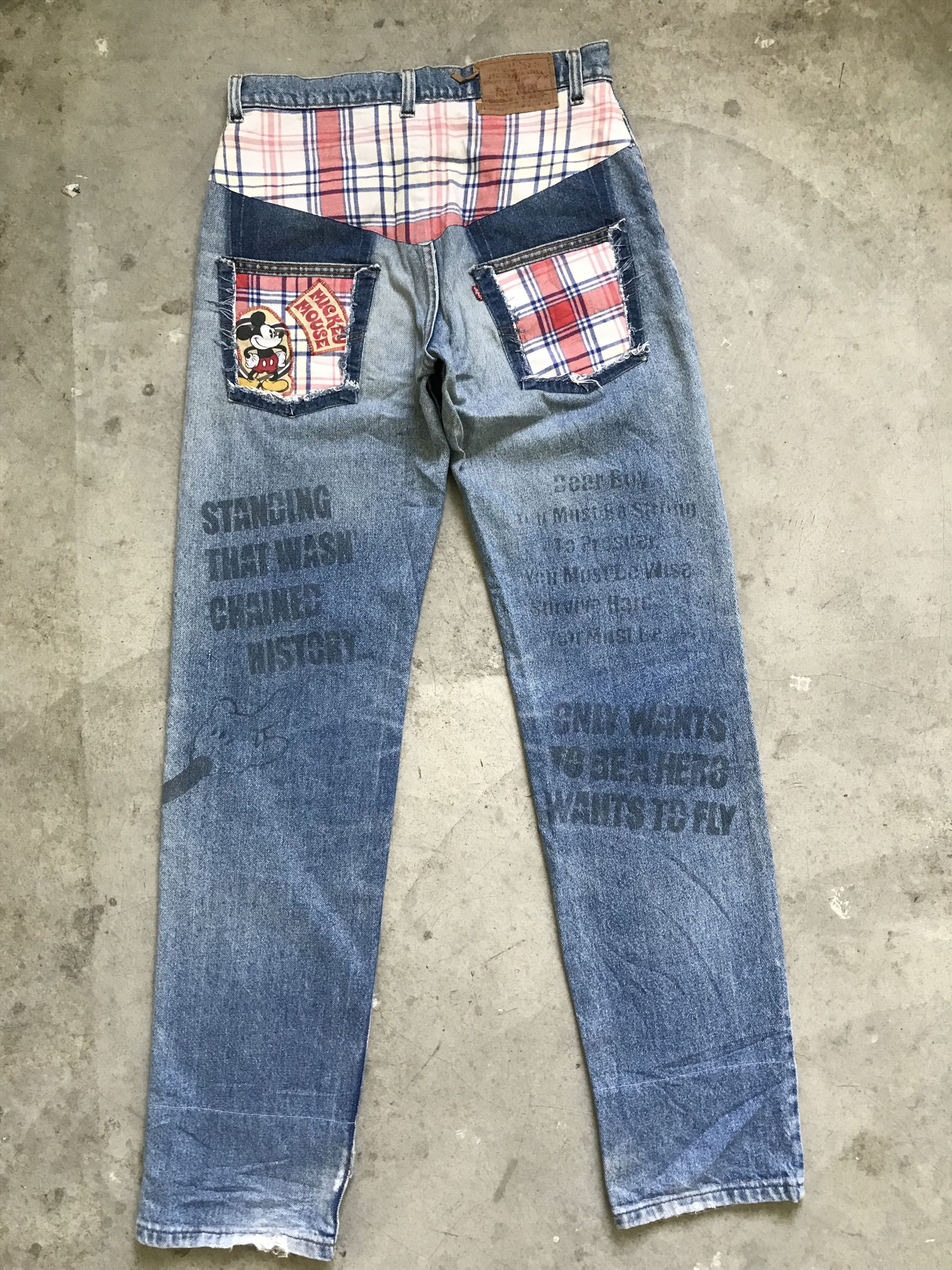 Levi's × Mickey Mouse VLEV11 - Vintage 80s Levis x Mickey Mouse Rebuild Denim Size US 31 - 9 Thumbnail