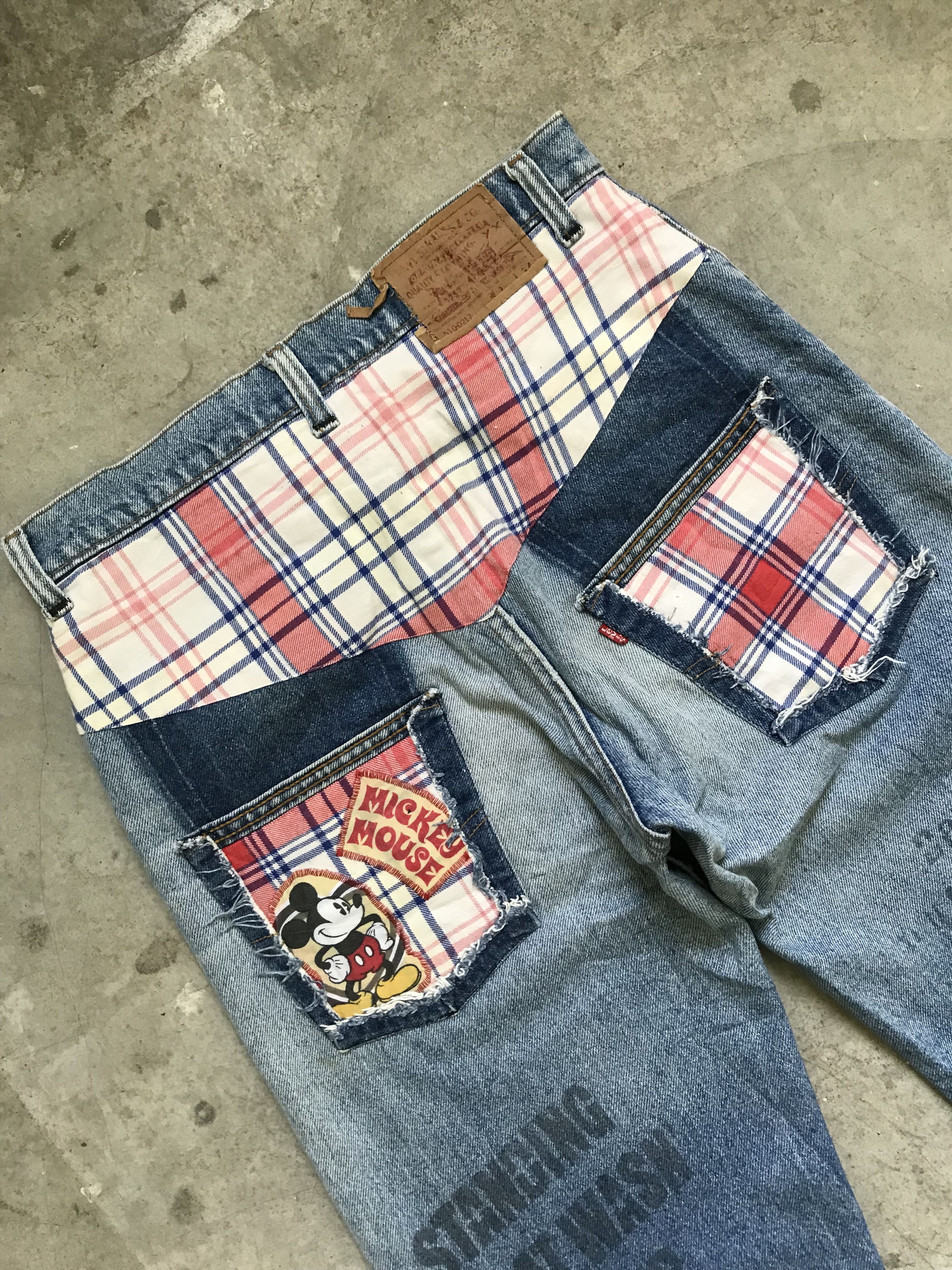Levi's × Mickey Mouse VLEV11 - Vintage 80s Levis x Mickey Mouse Rebuild Denim Size US 31 - 10 Thumbnail