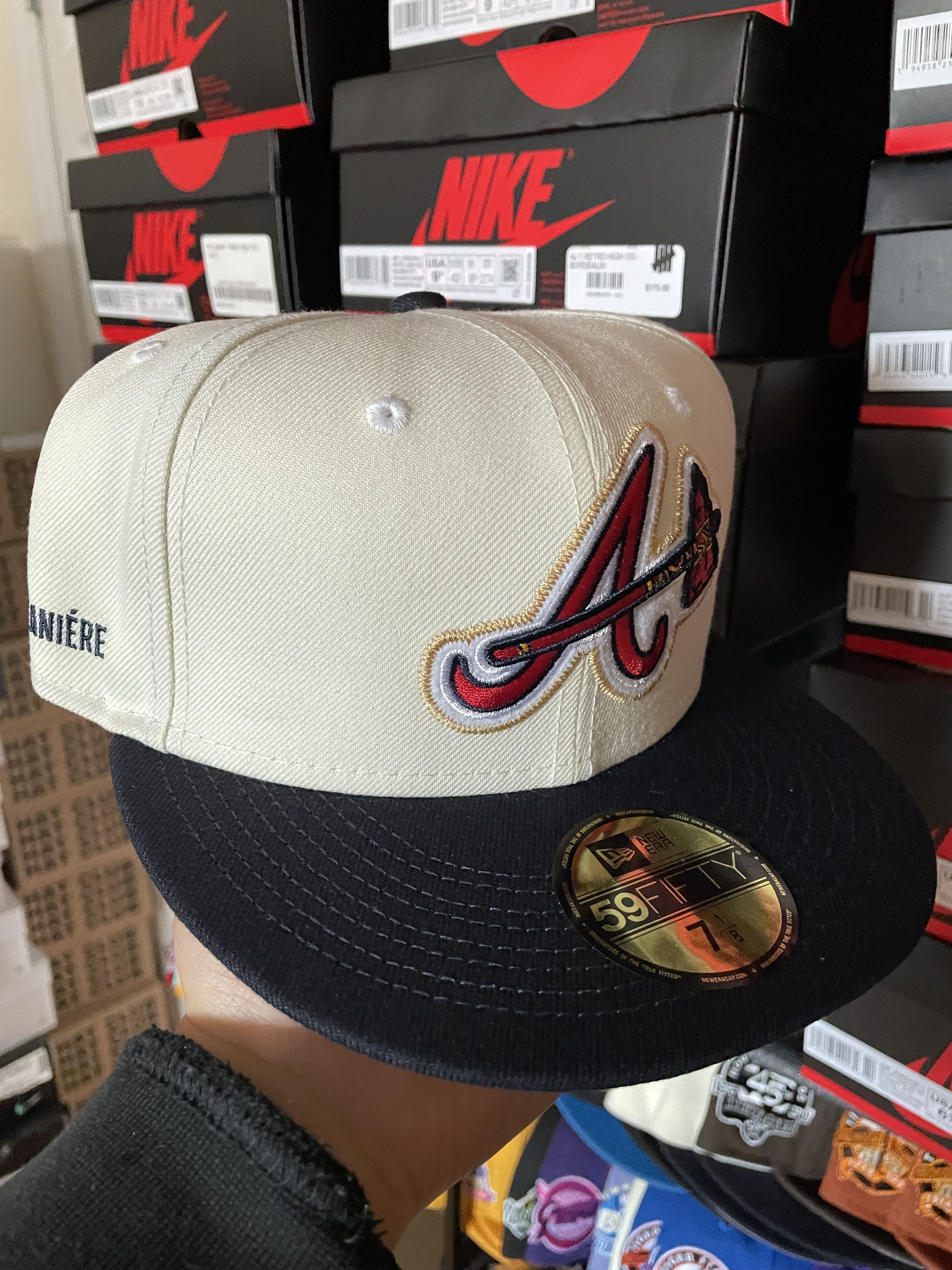 Atlanta Braves Cream Two Tone Ivory A Ma Maniere New Era Exclusive Fitted 7  3/8