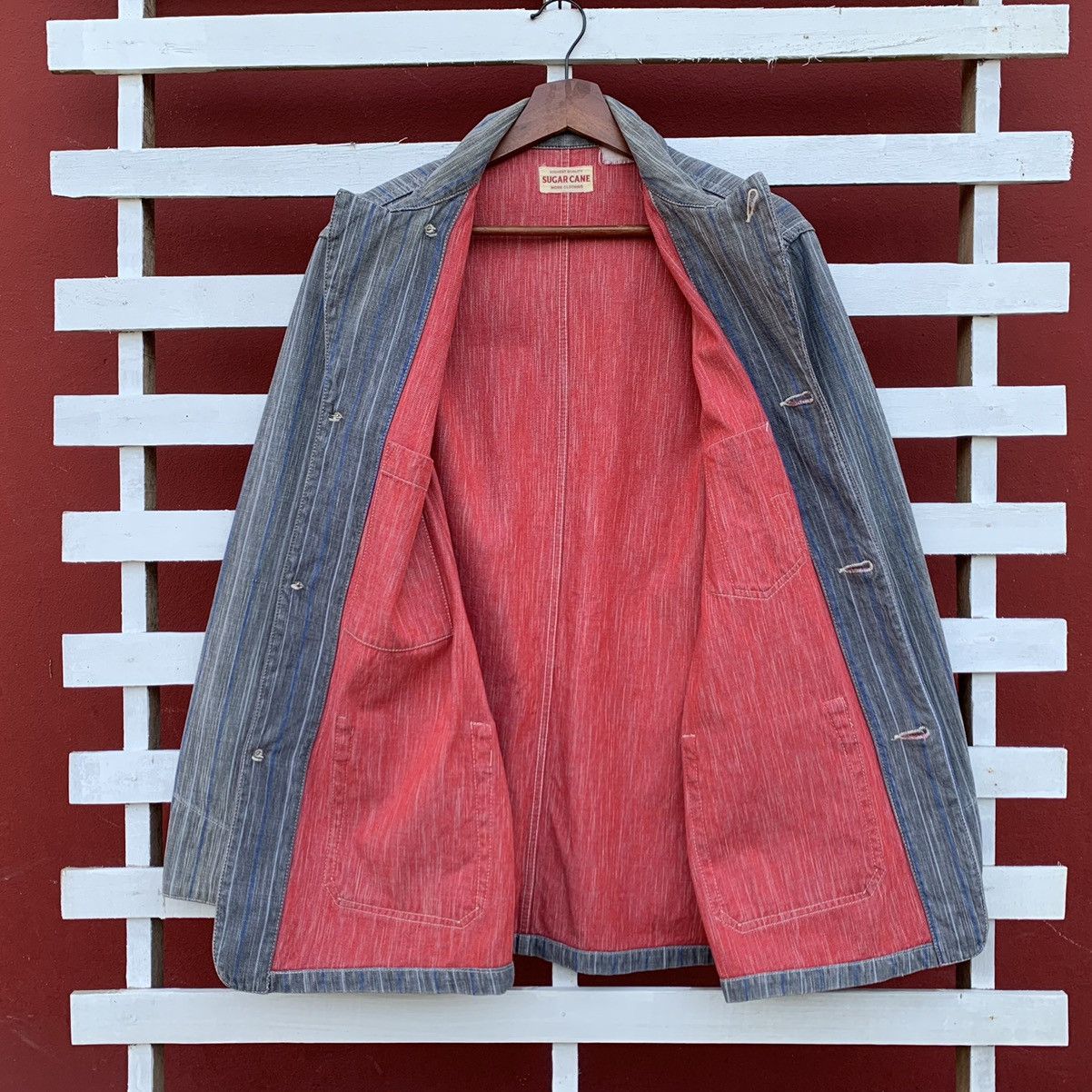 Sugar Cane RARE! VINTAGE SUGAR CANE PINSTRIPE DENIM CHORE JACKET JAPAN Size US M / EU 48-50 / 2 - 3 Thumbnail