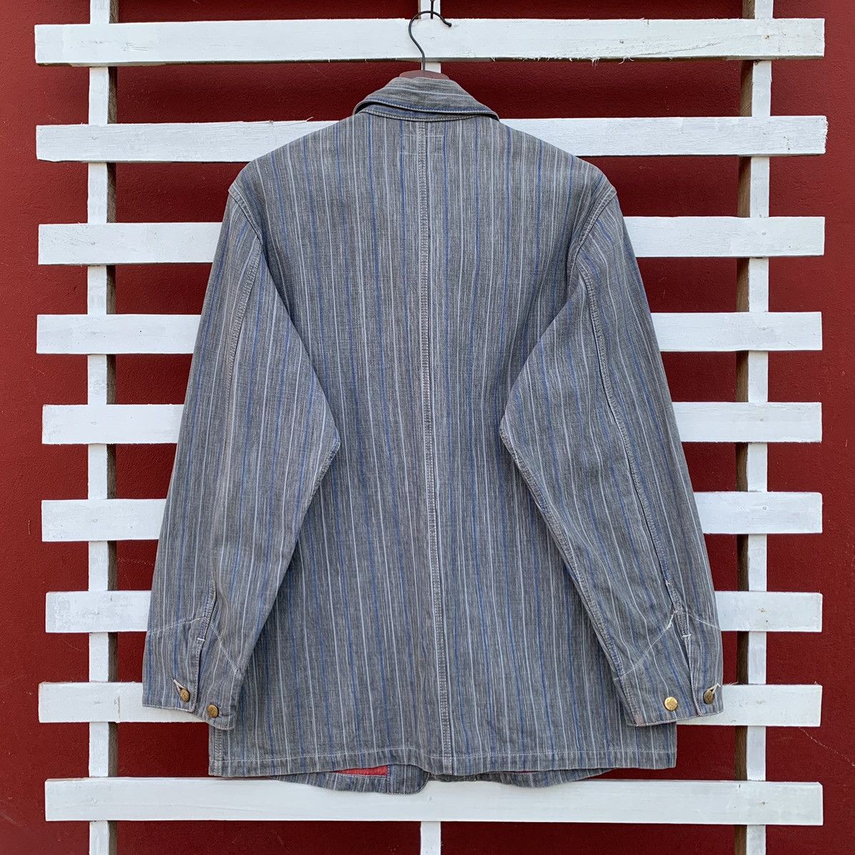 Sugar Cane RARE! VINTAGE SUGAR CANE PINSTRIPE DENIM CHORE JACKET JAPAN Size US M / EU 48-50 / 2 - 2 Thumbnail