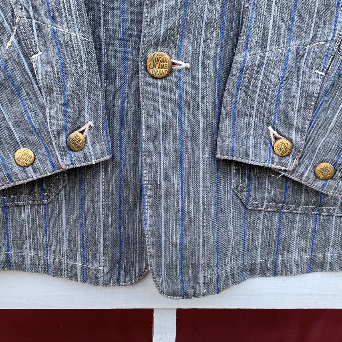Sugar Cane RARE! VINTAGE SUGAR CANE PINSTRIPE DENIM CHORE JACKET JAPAN Size US M / EU 48-50 / 2 - 6 Thumbnail