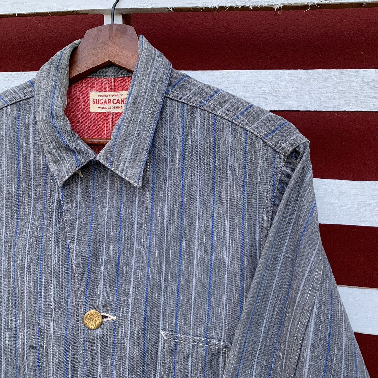 Sugar Cane RARE! VINTAGE SUGAR CANE PINSTRIPE DENIM CHORE JACKET JAPAN Size US M / EU 48-50 / 2 - 5 Thumbnail