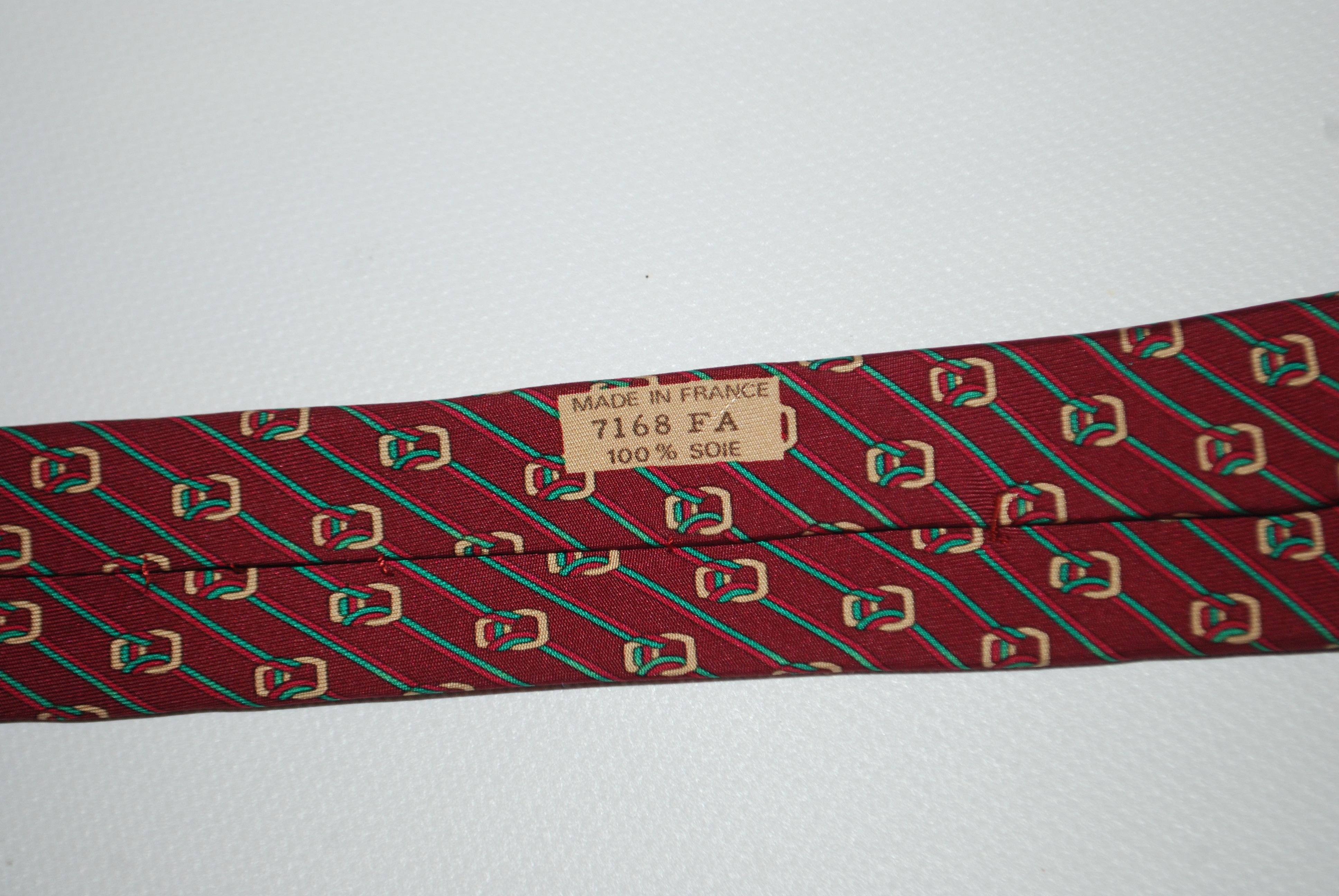 Hermes HERMES CRAVATTA TIE 7168FA STRIPE AND KNOT BURGUNDY SILK Size ONE SIZE - 3 Thumbnail