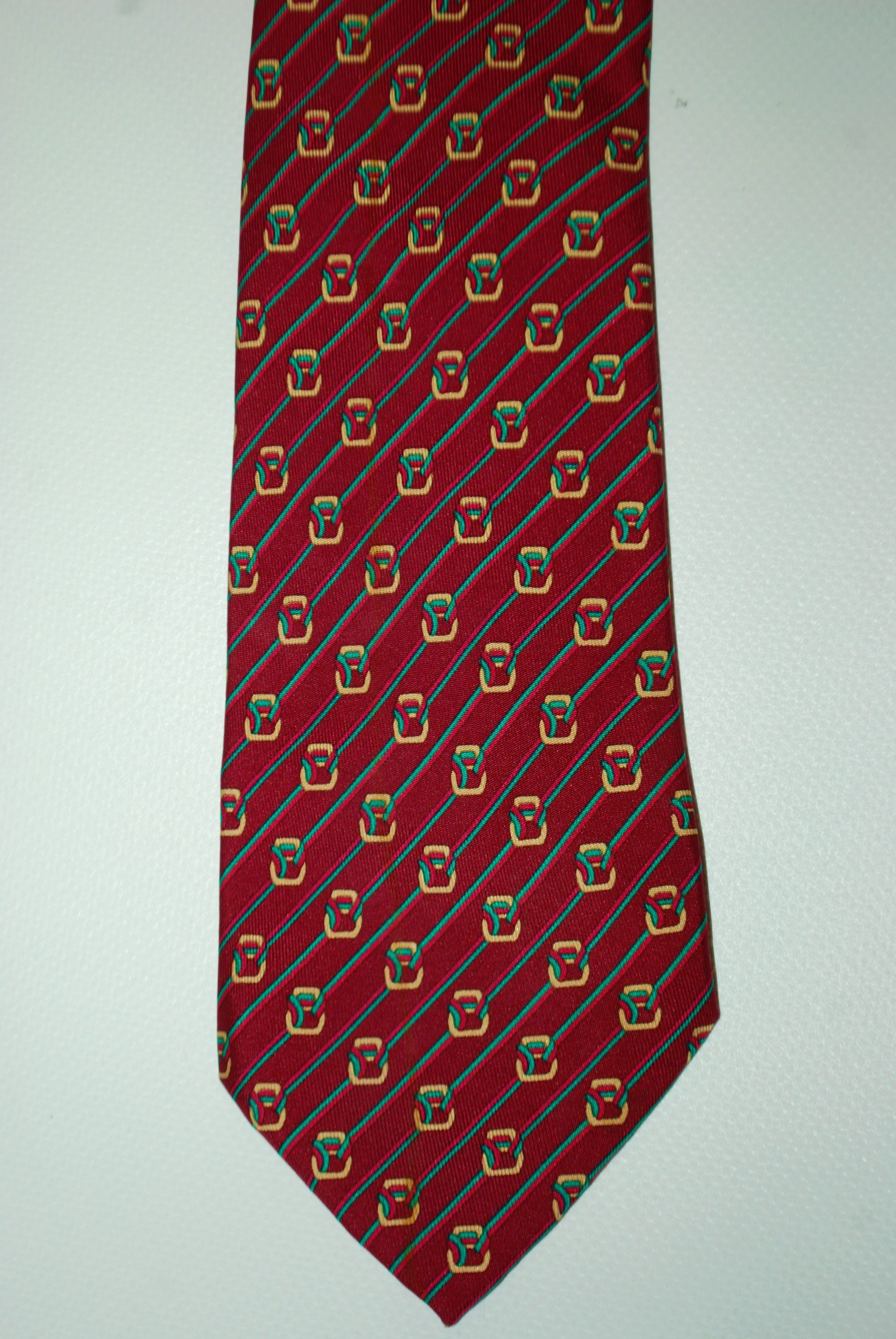 Hermes HERMES CRAVATTA TIE 7168FA STRIPE AND KNOT BURGUNDY SILK Size ONE SIZE - 5 Thumbnail