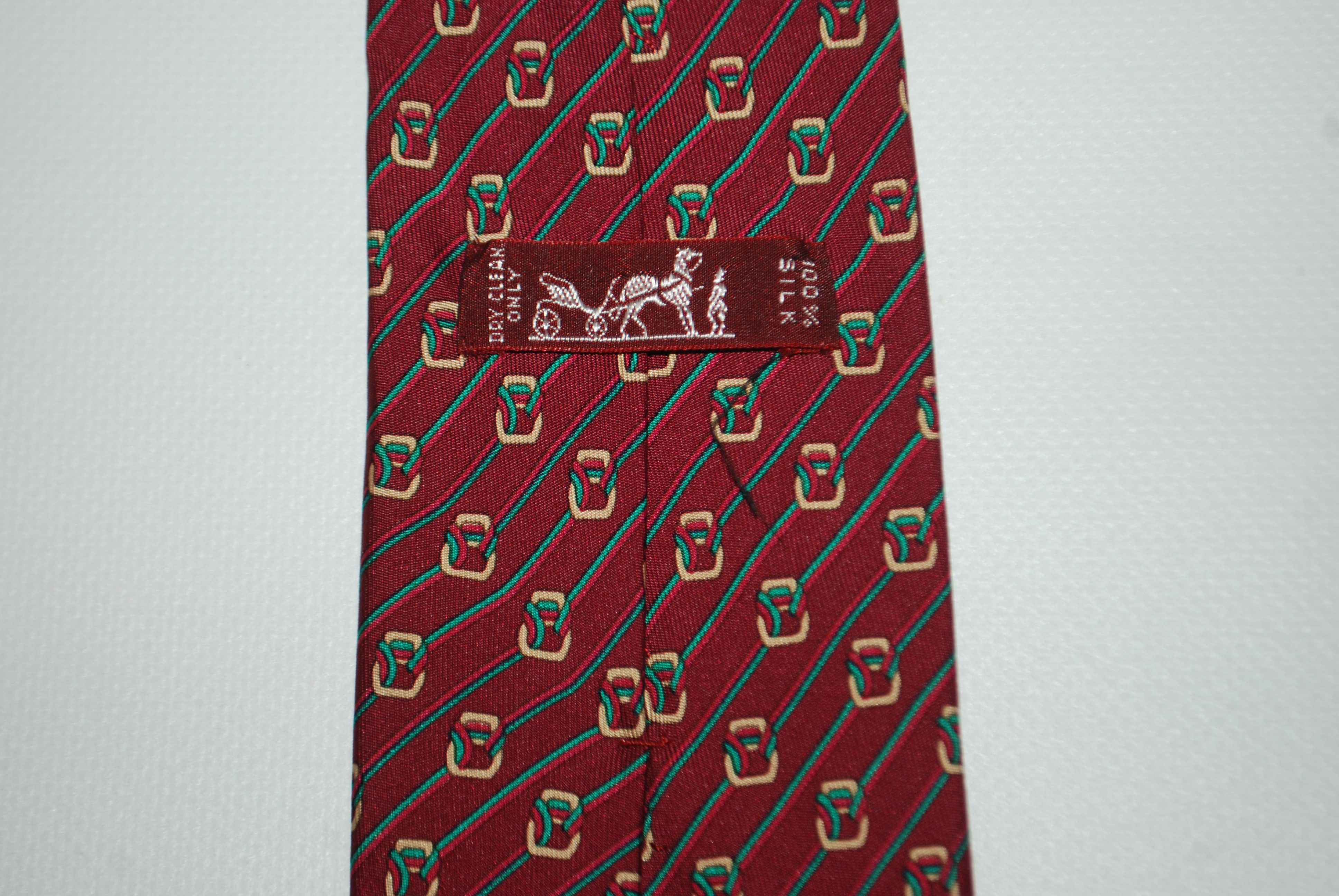 Hermes HERMES CRAVATTA TIE 7168FA STRIPE AND KNOT BURGUNDY SILK Size ONE SIZE - 2 Thumbnail