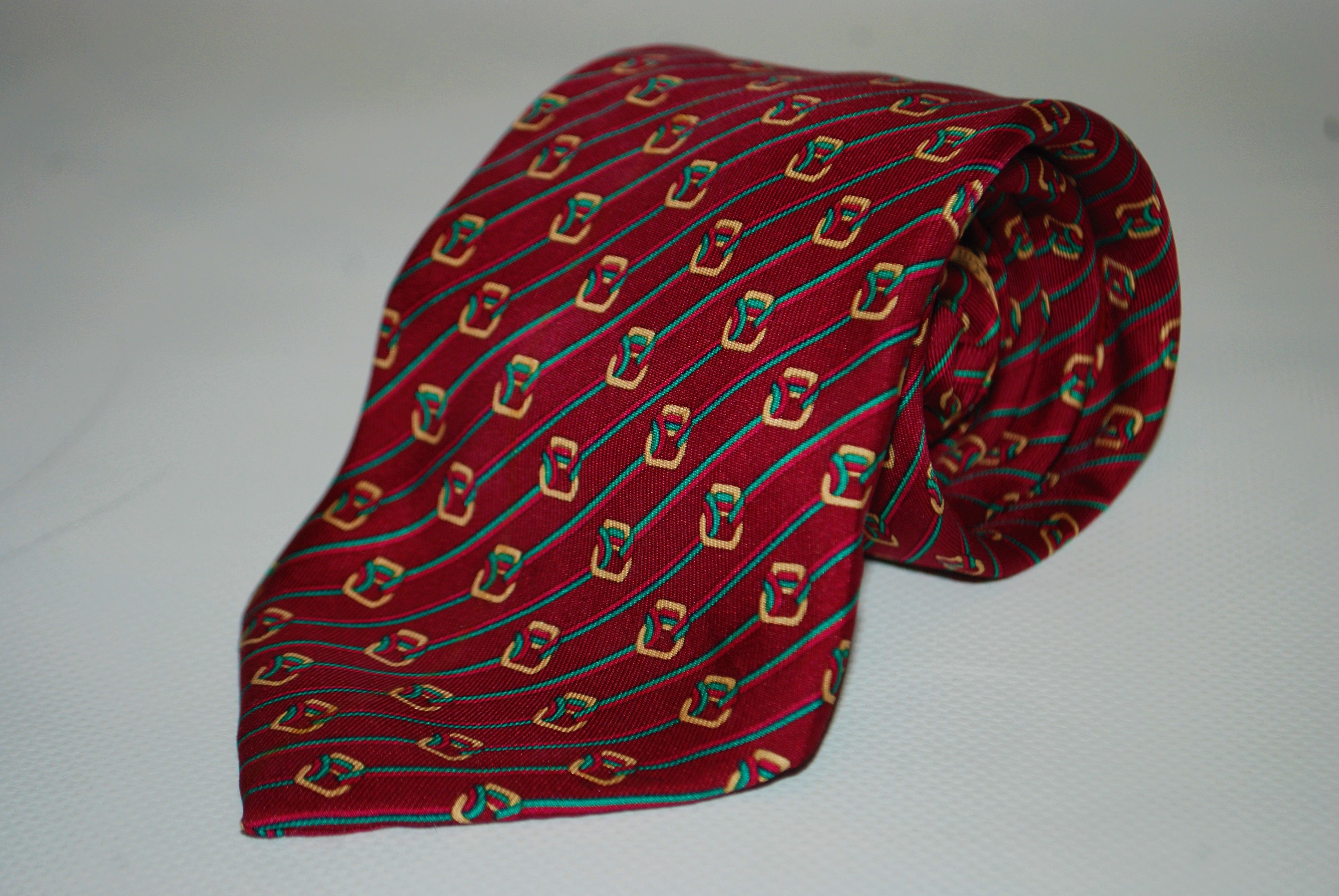 Hermes HERMES CRAVATTA TIE 7168FA STRIPE AND KNOT BURGUNDY SILK Size ONE SIZE - 1 Thumbnail