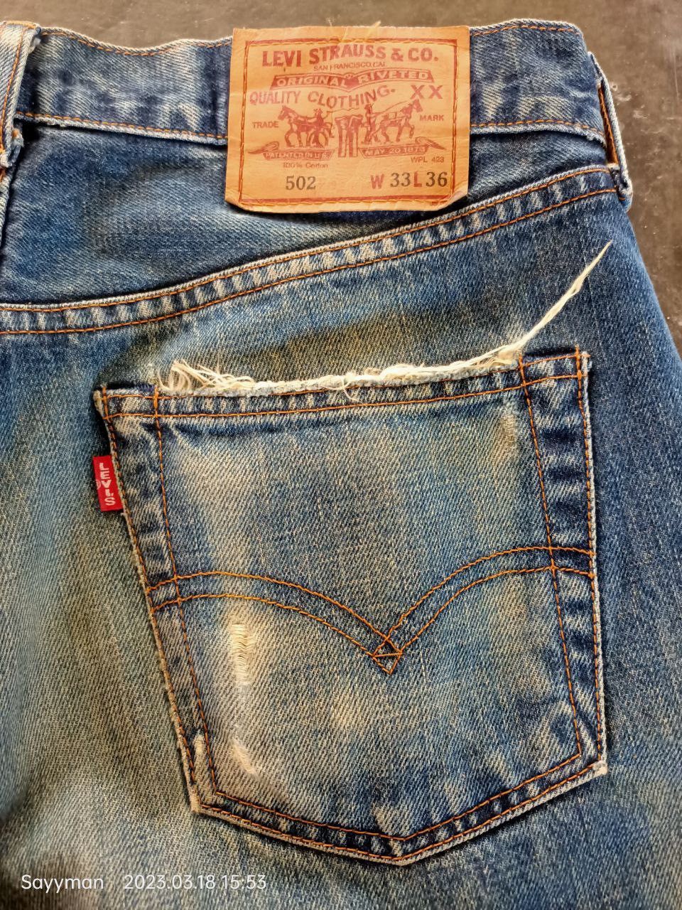 Levi's × Levi's Vintage Clothing × Vintage Vtg 90s Levi’s Big E 502XX Distressed Selvedge Jeans Size US 33 - 9 Thumbnail