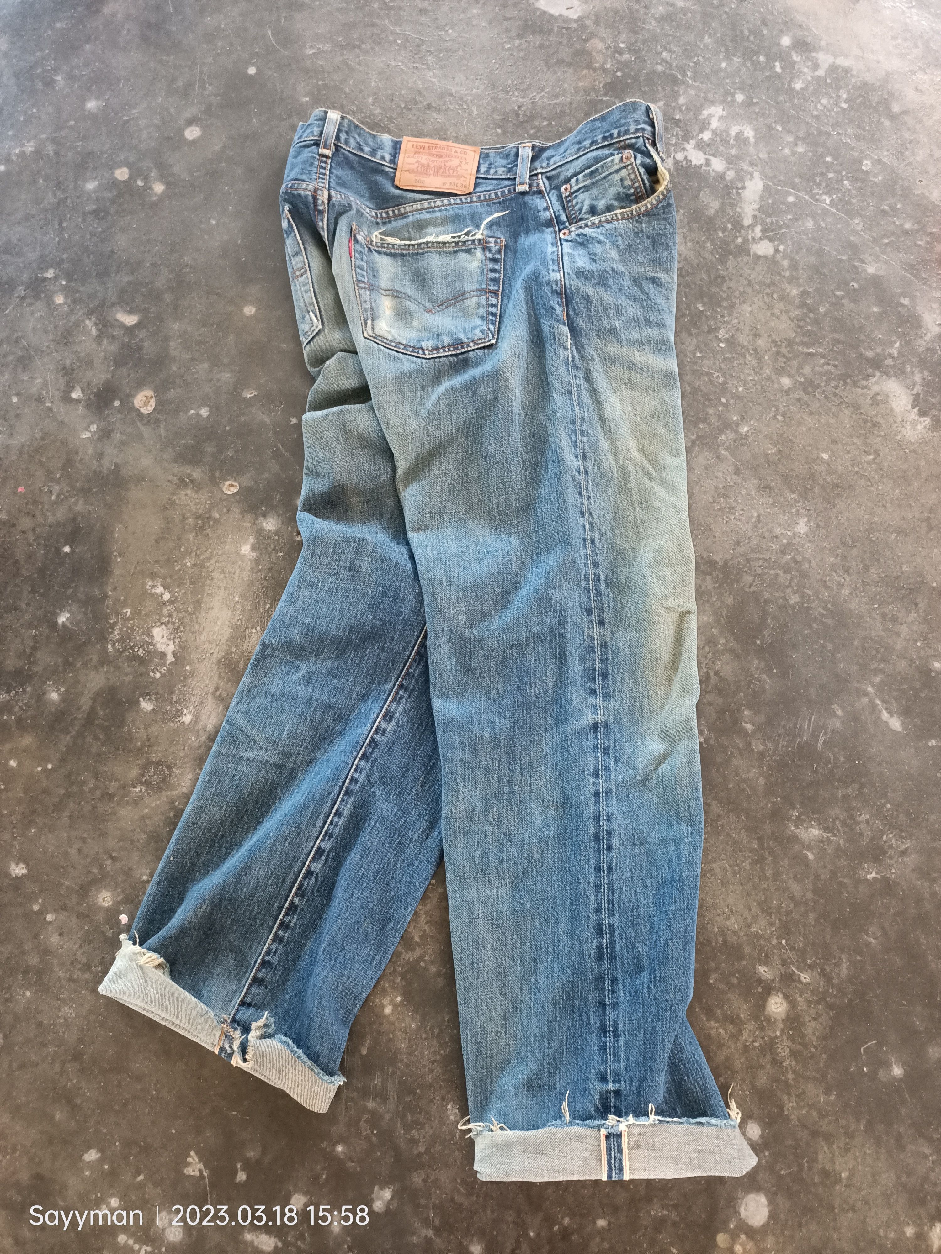 Levi's × Levi's Vintage Clothing × Vintage Vtg 90s Levi’s Big E 502XX Distressed Selvedge Jeans Size US 33 - 19 Thumbnail