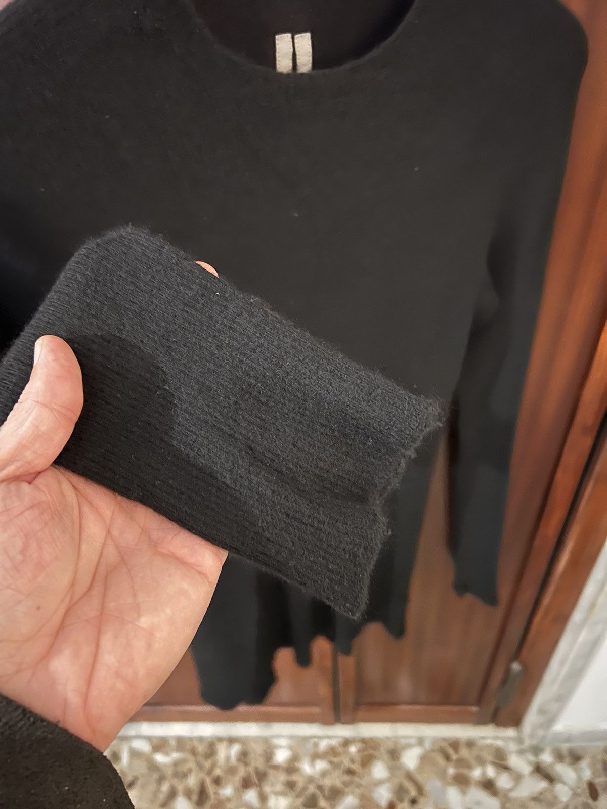 Rick Owens Rib Knit Thrashed