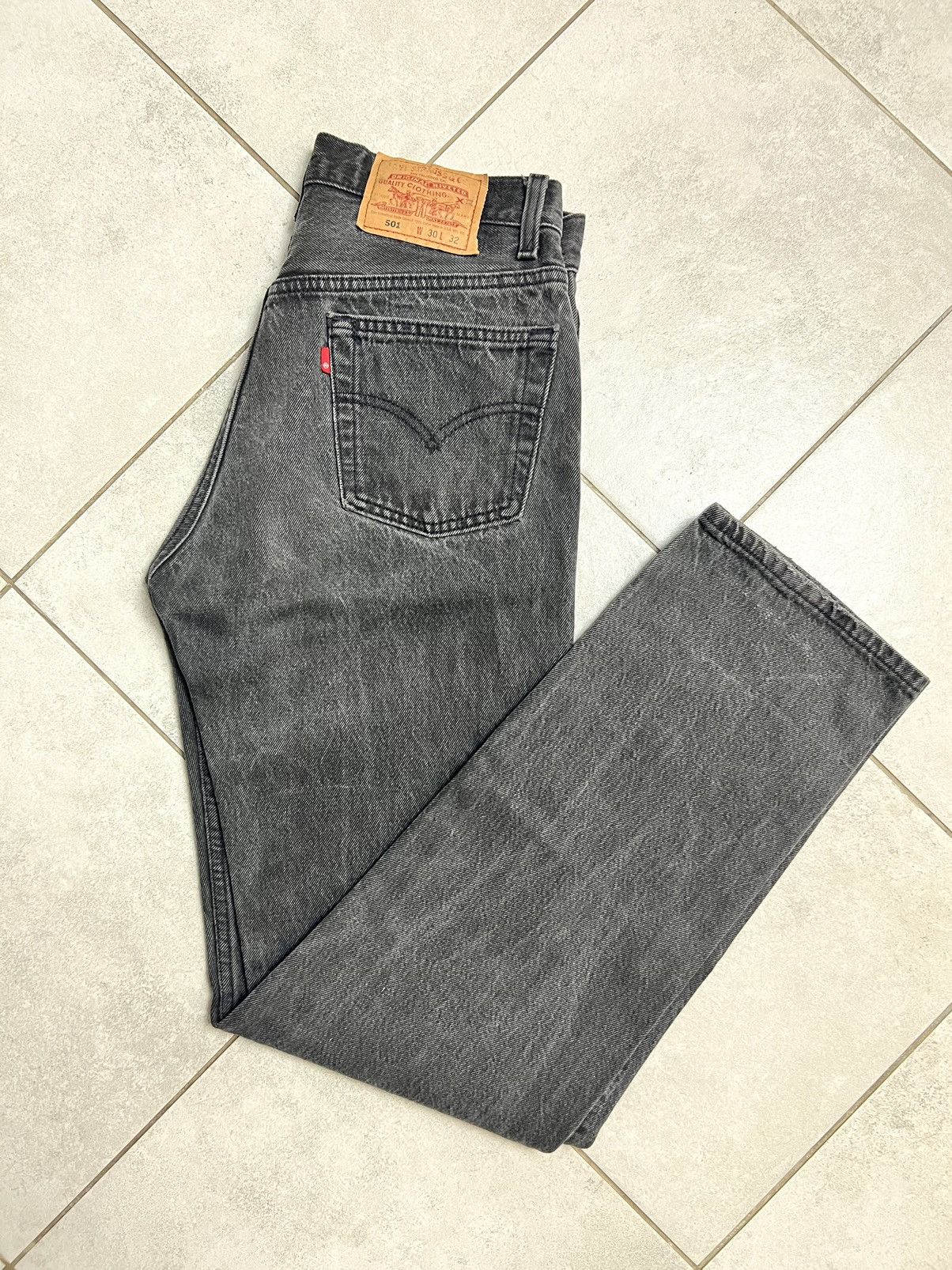 Image of Hype x Levis Vintage 90's Levi’S 501 30X32 Washed Denim Jeans Pants in Washed Black, Men's