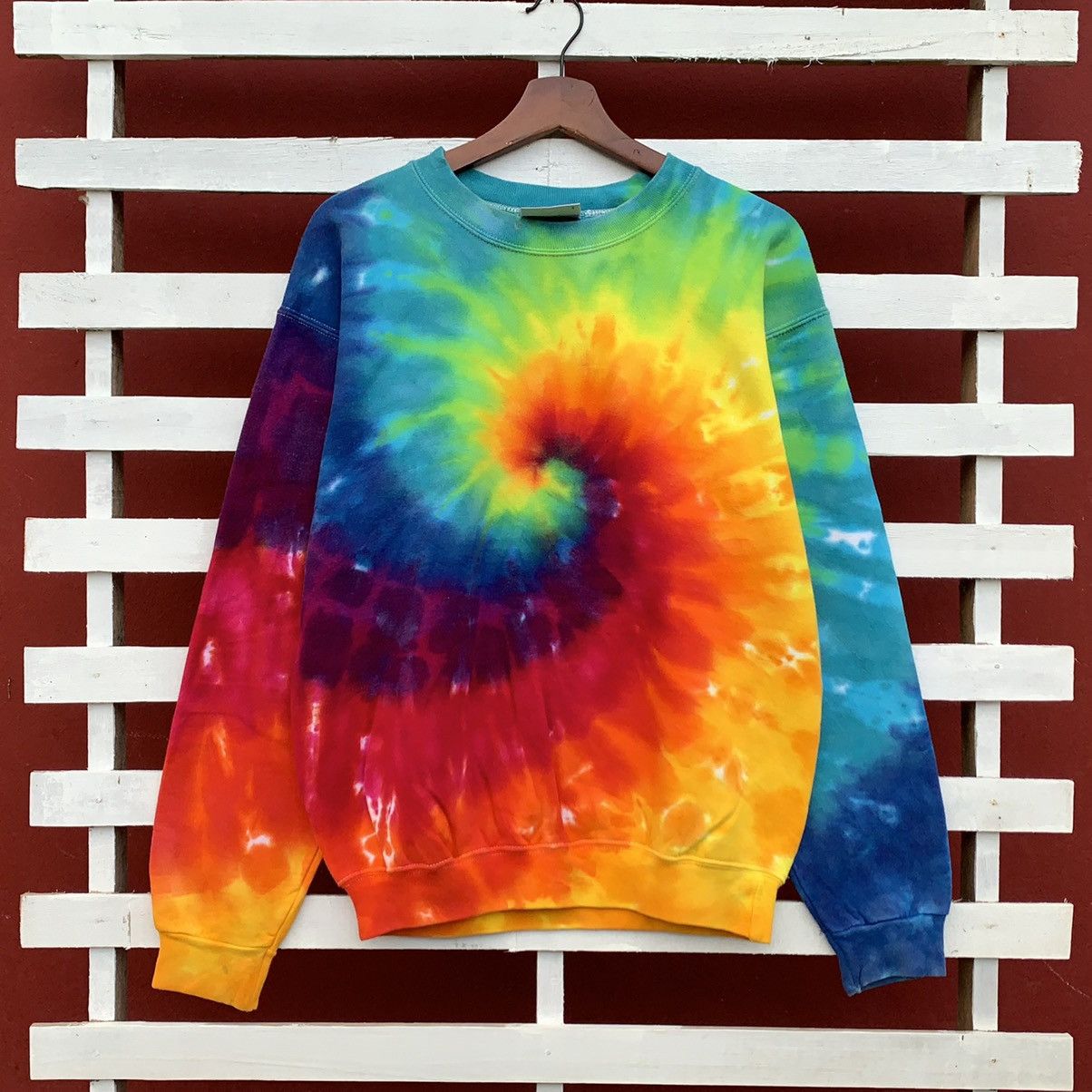 Vintage Hanes Tie Dye Rainbow Plain Sweatshirt