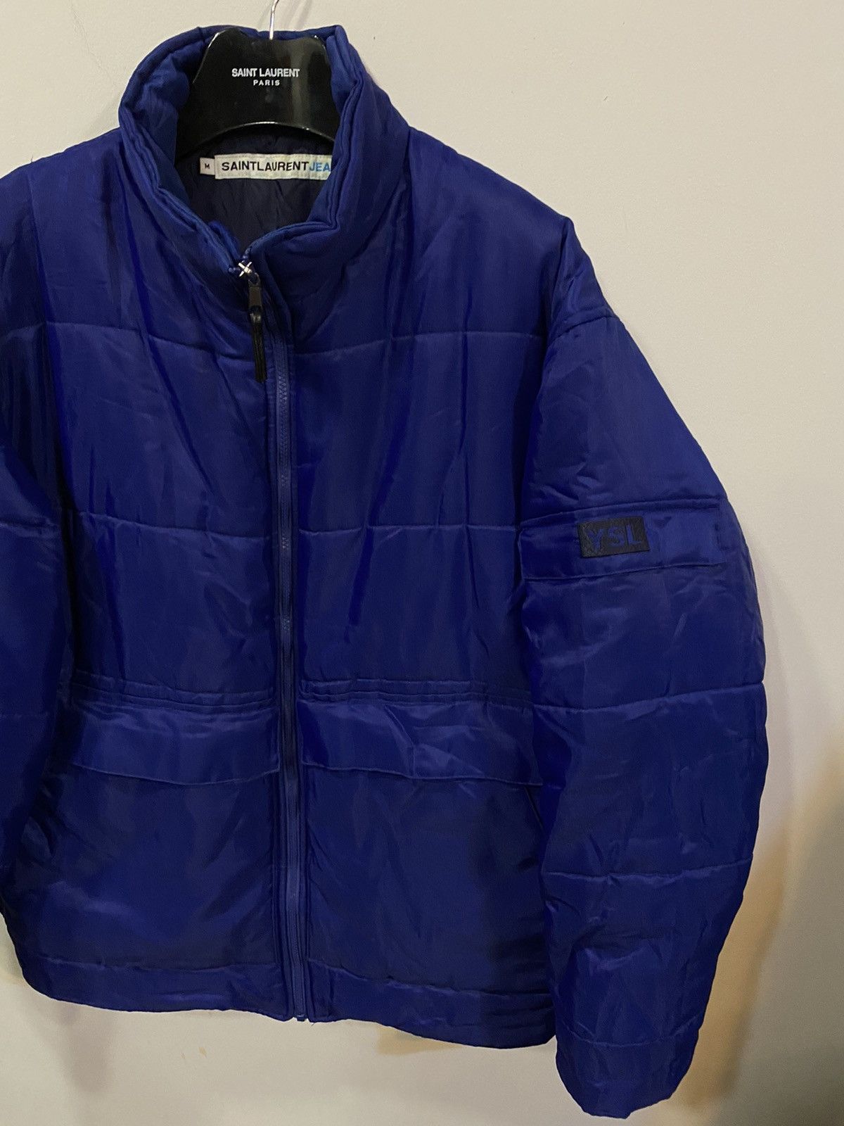 Yves Saint Laurent Warm YSL Jacket Blue Winter Bomber Zip Up Vintage y2k Size US M / EU 48-50 / 2 - 5 Thumbnail