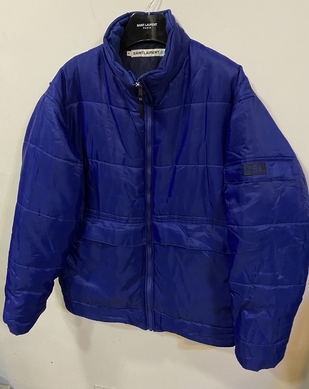 Yves Saint Laurent Warm YSL Jacket Blue Winter Bomber Zip Up Vintage y2k Size US M / EU 48-50 / 2 - 18 Thumbnail