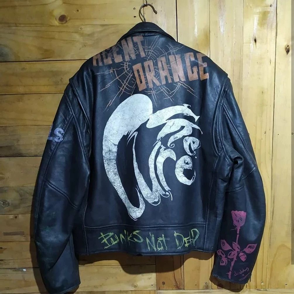 Genuine Leather × Vintage GINO LEATHERS LEATHER RAMONES PERFECTO FULL NOSEART JACKET Size US XXL / EU 58 / 5 - 10 Thumbnail