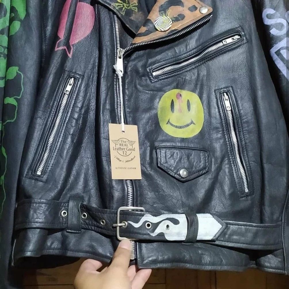 Genuine Leather × Vintage GINO LEATHERS LEATHER RAMONES PERFECTO FULL NOSEART JACKET Size US XXL / EU 58 / 5 - 8 Thumbnail