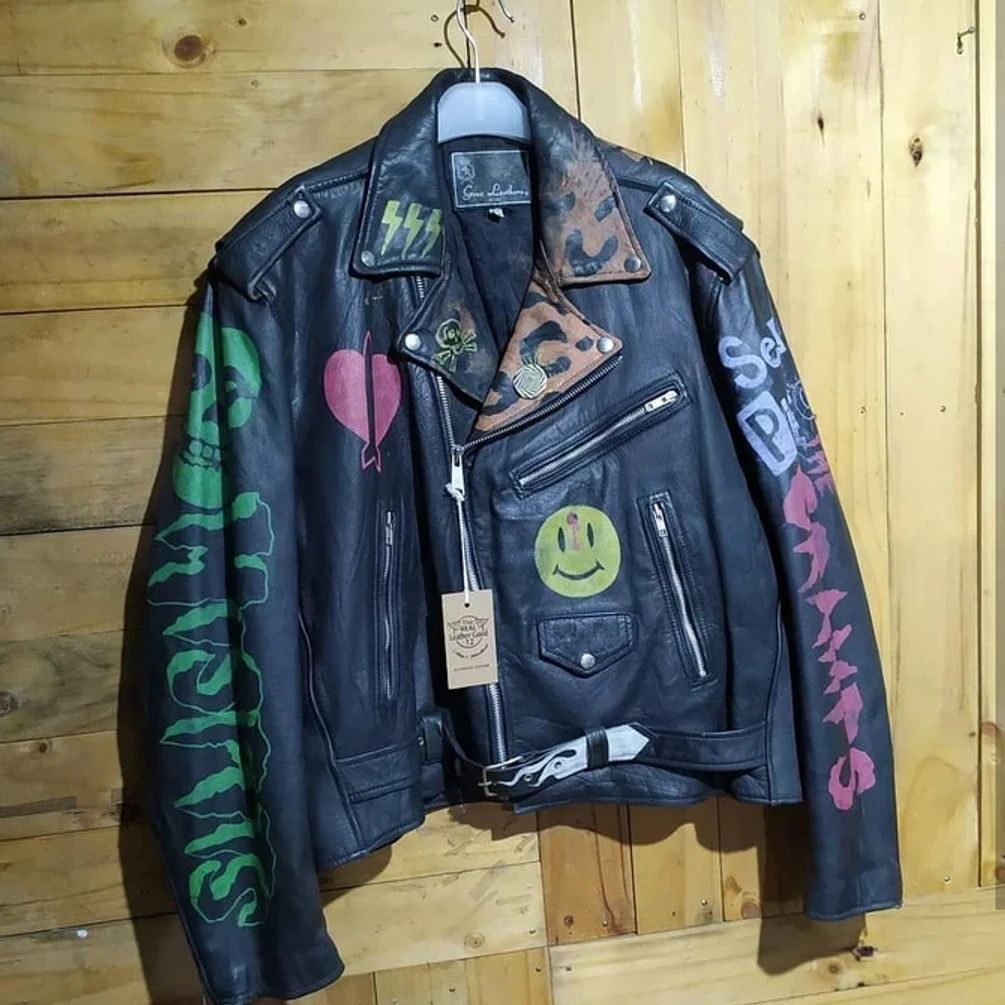Genuine Leather × Vintage GINO LEATHERS LEATHER RAMONES PERFECTO FULL NOSEART JACKET Size US XXL / EU 58 / 5 - 3 Thumbnail