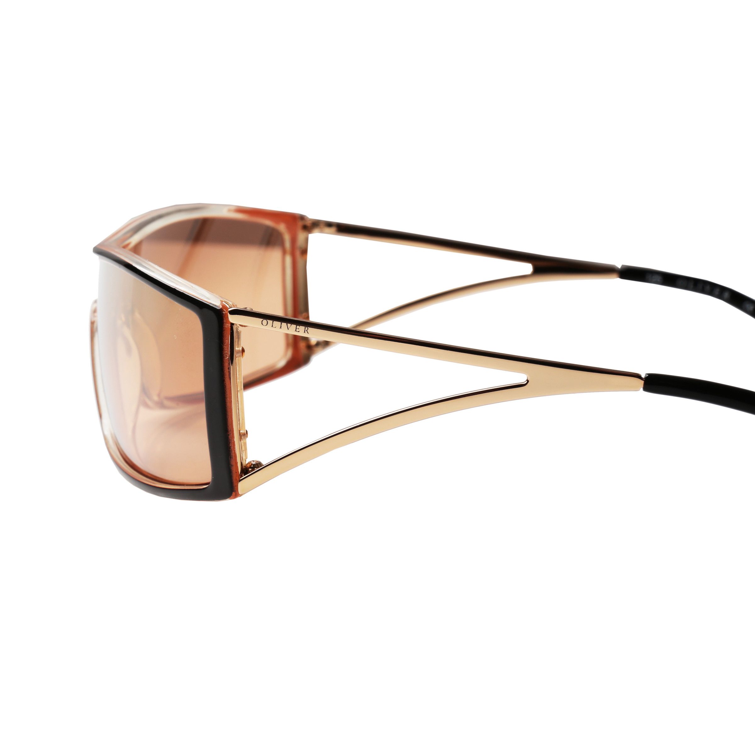 Valentino × Vintage Oliver by Valentino 90's Black & Gold Rectangular Sunglasses Size ONE SIZE - 3 Thumbnail