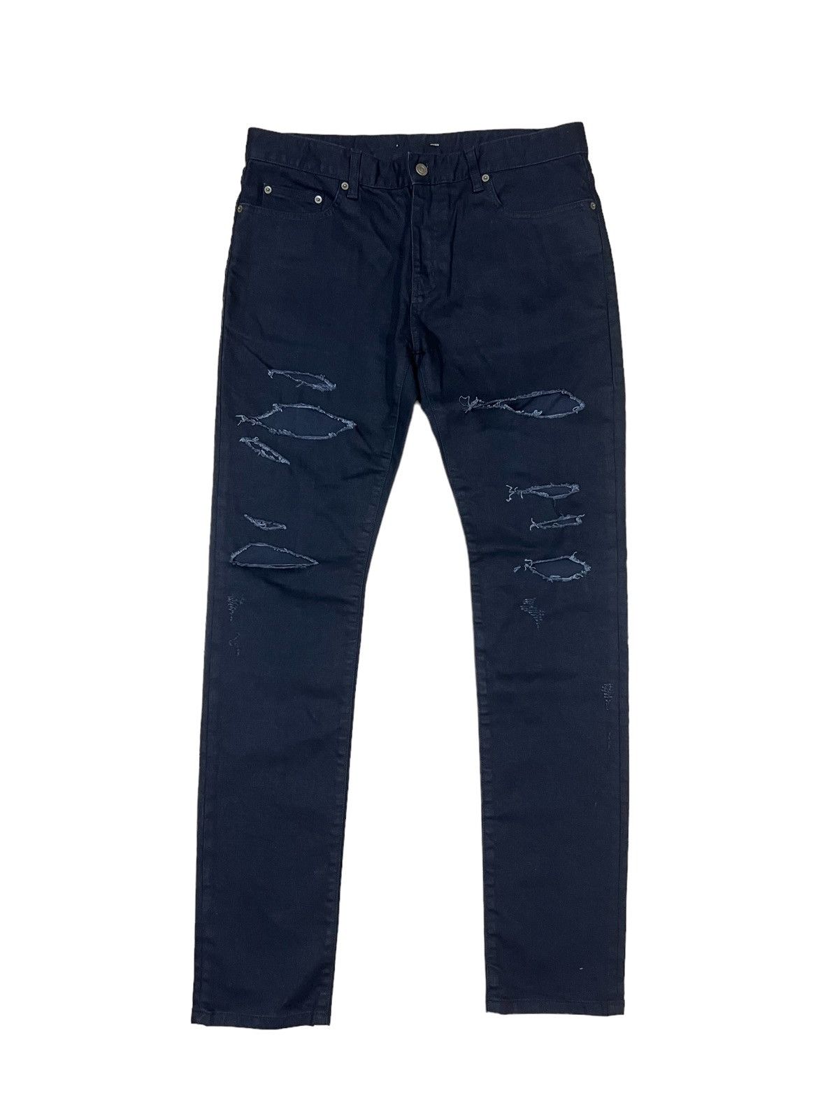 Saint Laurent Paris GRAIL🔥Saint Lauren Paris Super Black Distress Stretch Denim Size US 34 / EU 50 - 2 Thumbnail