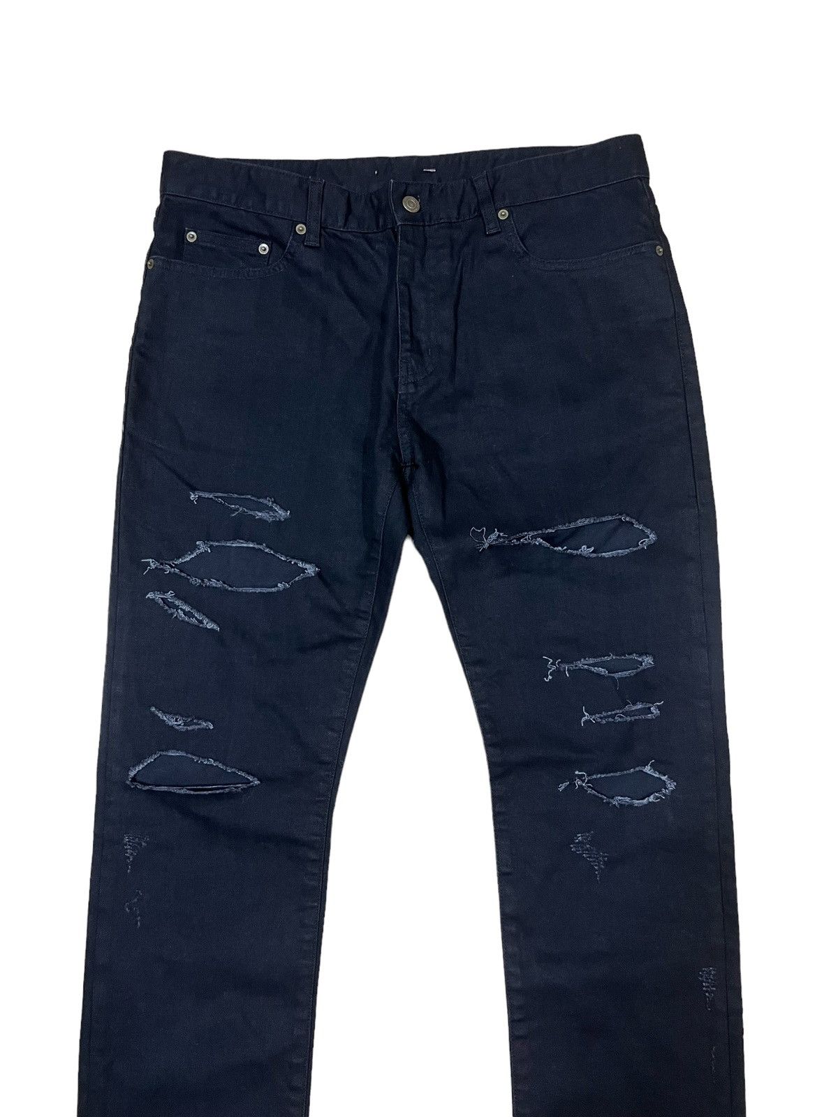 Saint Laurent Paris GRAIL🔥Saint Lauren Paris Super Black Distress Stretch Denim Size US 34 / EU 50 - 3 Thumbnail