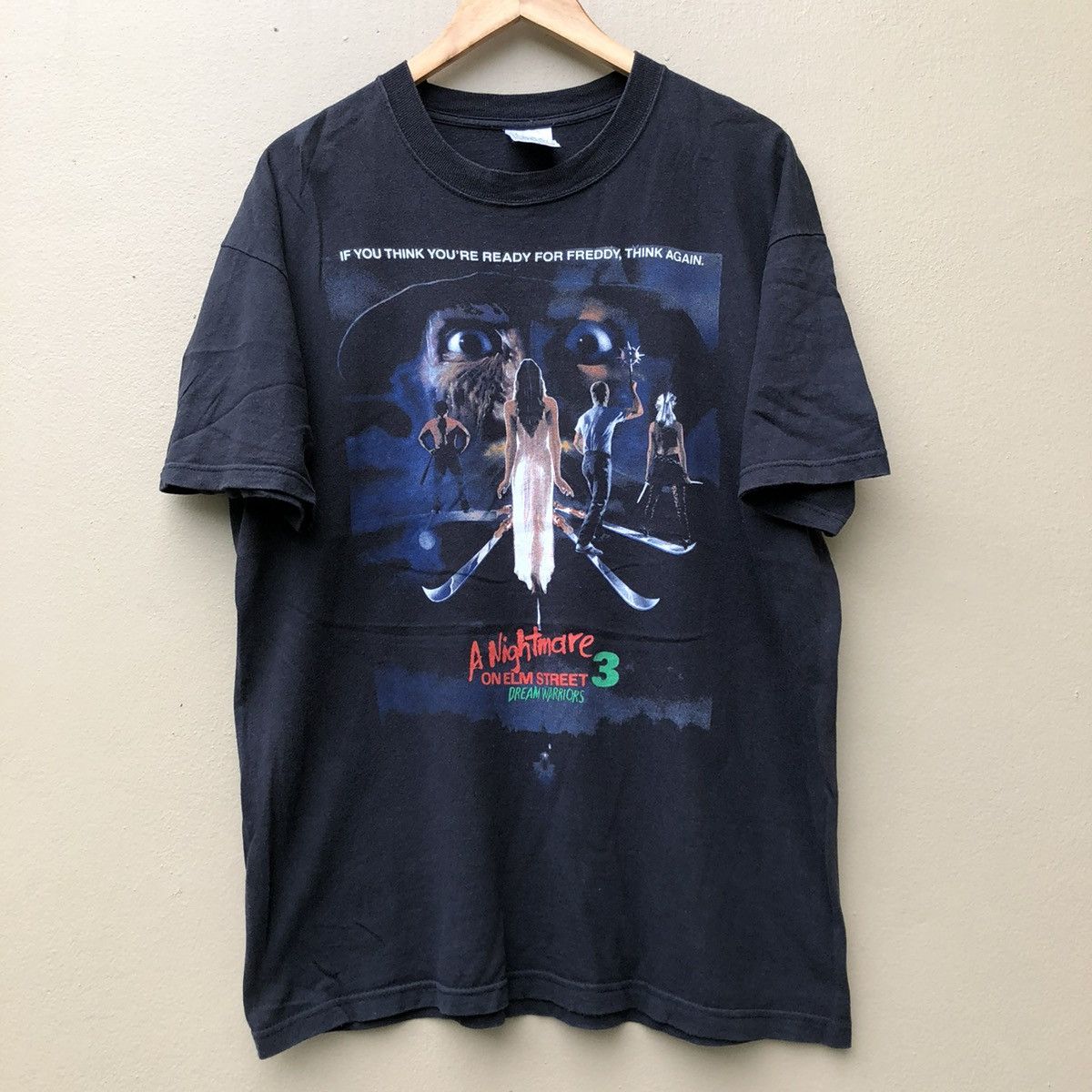 image of Movie x Vintage A Nightmare On Elmstreet Vintage Tshirt in Black, Men's (Size Large)