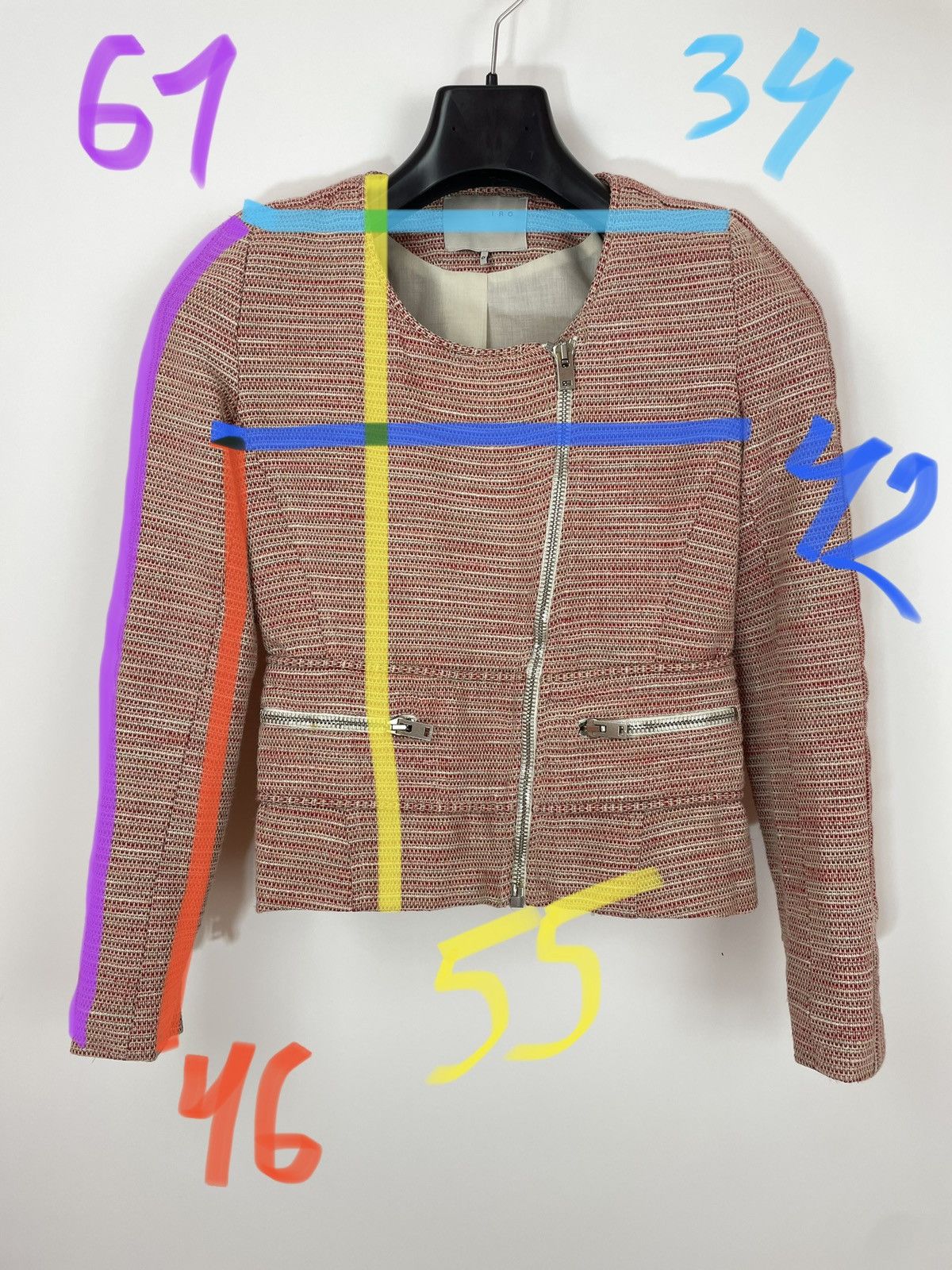 Iro IRO Pink blazer jacket tweed & lurex fabric Womens size 0/XS Size XS / US 0-2 / IT 36-38 - 15 Thumbnail