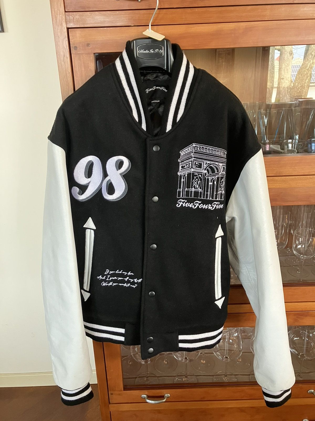 Black and White Louis V & Fragment Varsity Jacket - HJacket