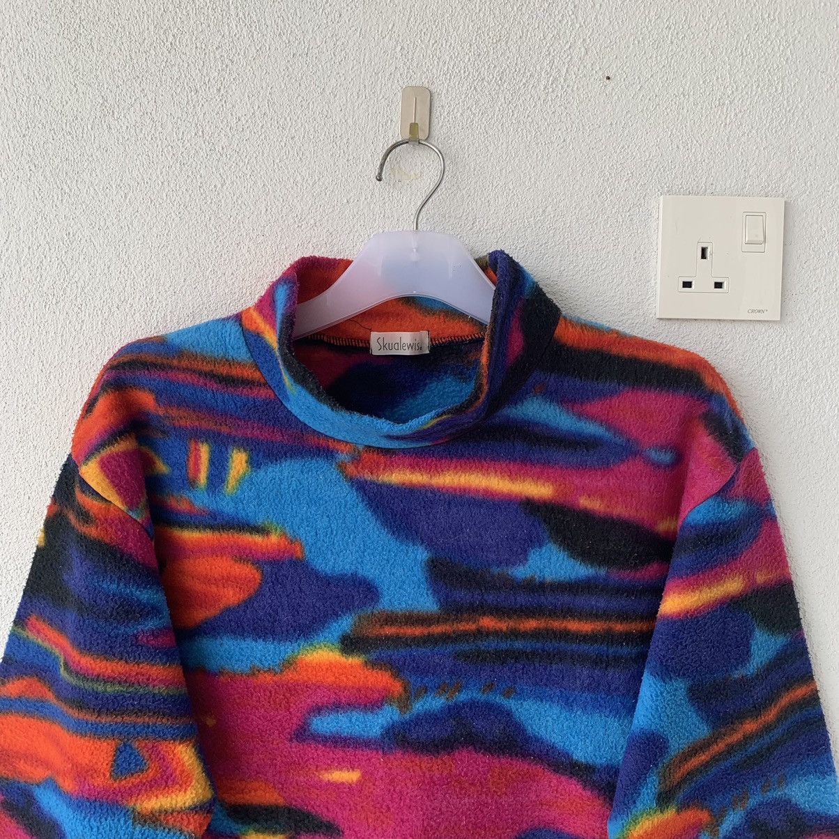 Japanese Brand SKUALEWIS fleece turtleneck sweater multicolor design.. Size US S / EU 44-46 / 1 - 2 Thumbnail