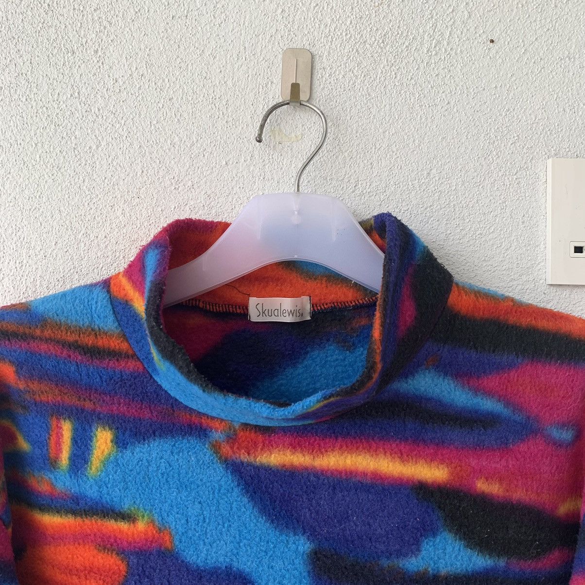 Japanese Brand SKUALEWIS fleece turtleneck sweater multicolor design.. Size US S / EU 44-46 / 1 - 4 Thumbnail